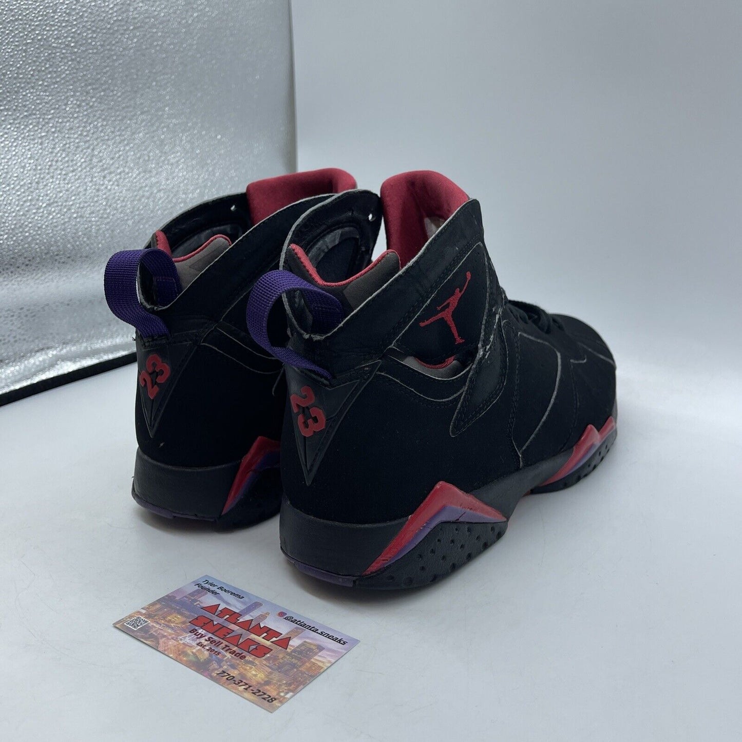 Size 10.5 - Air Jordan 7 Retro 2012 Raptor Black Red Purple (304775-018)