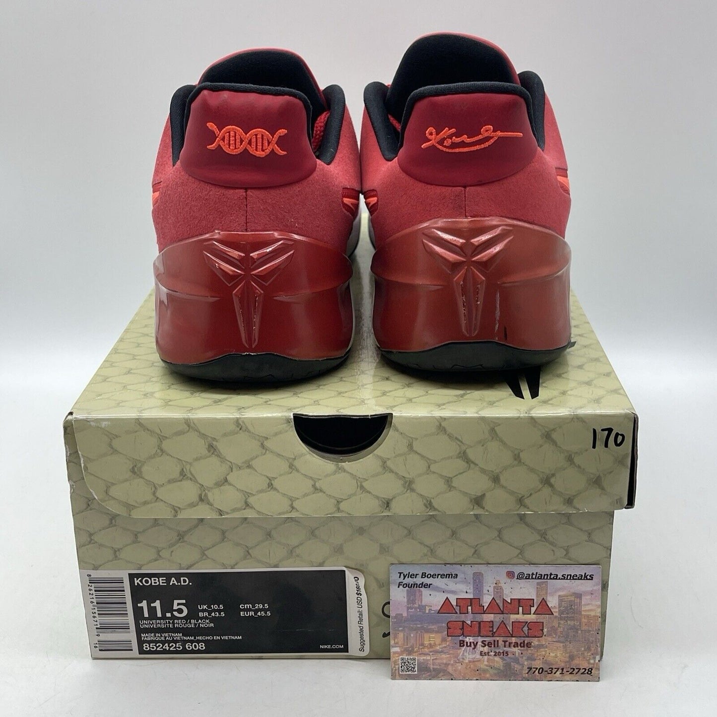 Size 11.5 - Nike Kobe A.D. University Red Suede Leather White (852425-608)