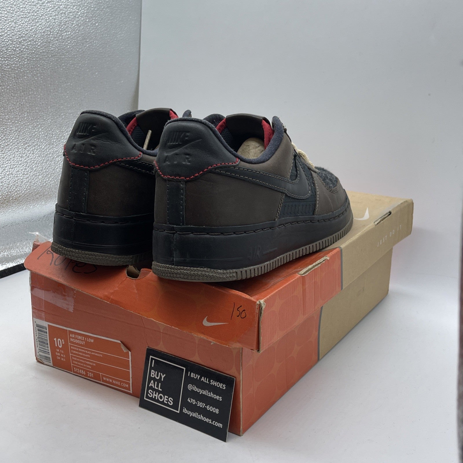 Size 10.5 - Nike Air Force 1 Inside Out Low Baroque Brown Black (312486-201)