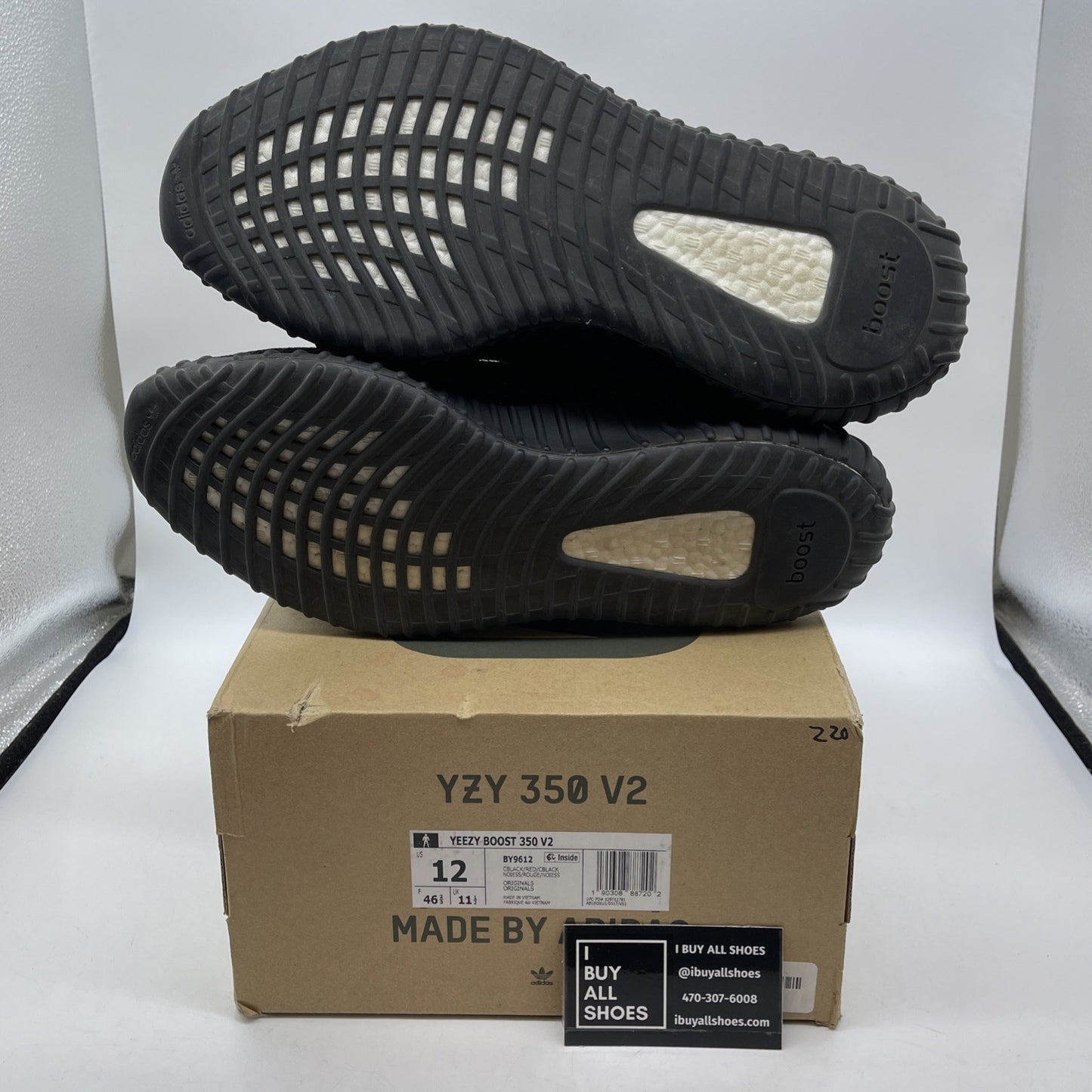 Size 12 - adidas Yeezy Boost 350 V2 Low Red Stripe Black Suede (BY9612)
