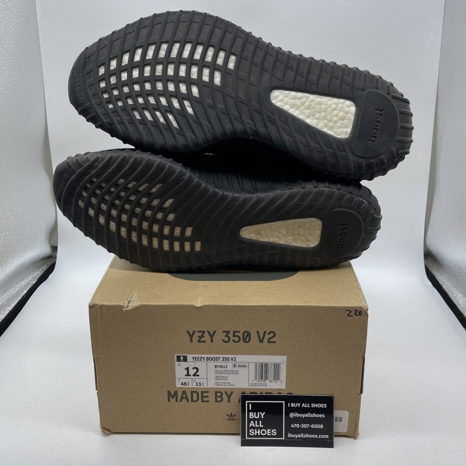 Size 12 - adidas Yeezy Boost 350 V2 Low Red Stripe Black Suede (BY9612)