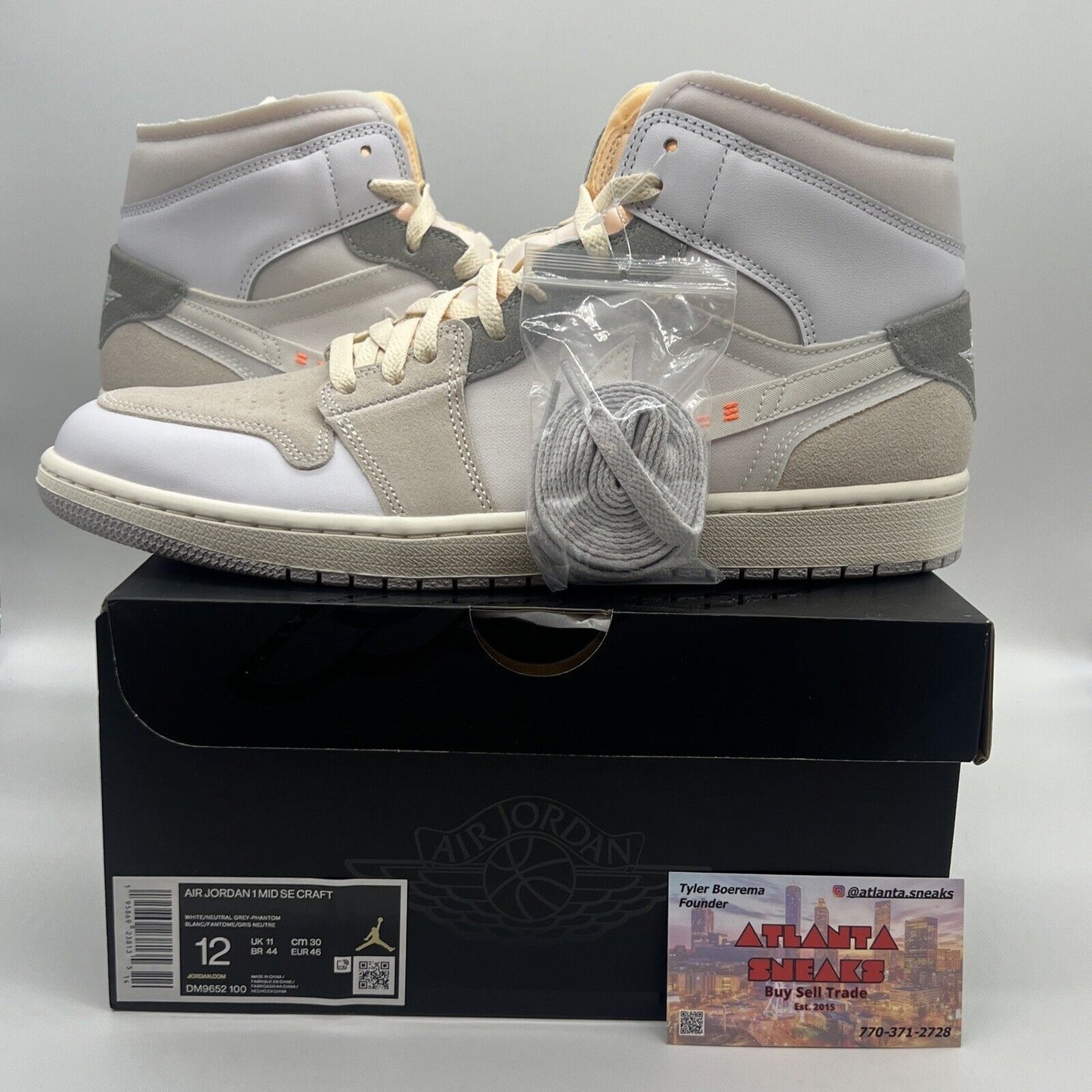 Size 12 - Jordan 1 Mid SE Craft White 2022 Suede Grey Leather New Retro Og All