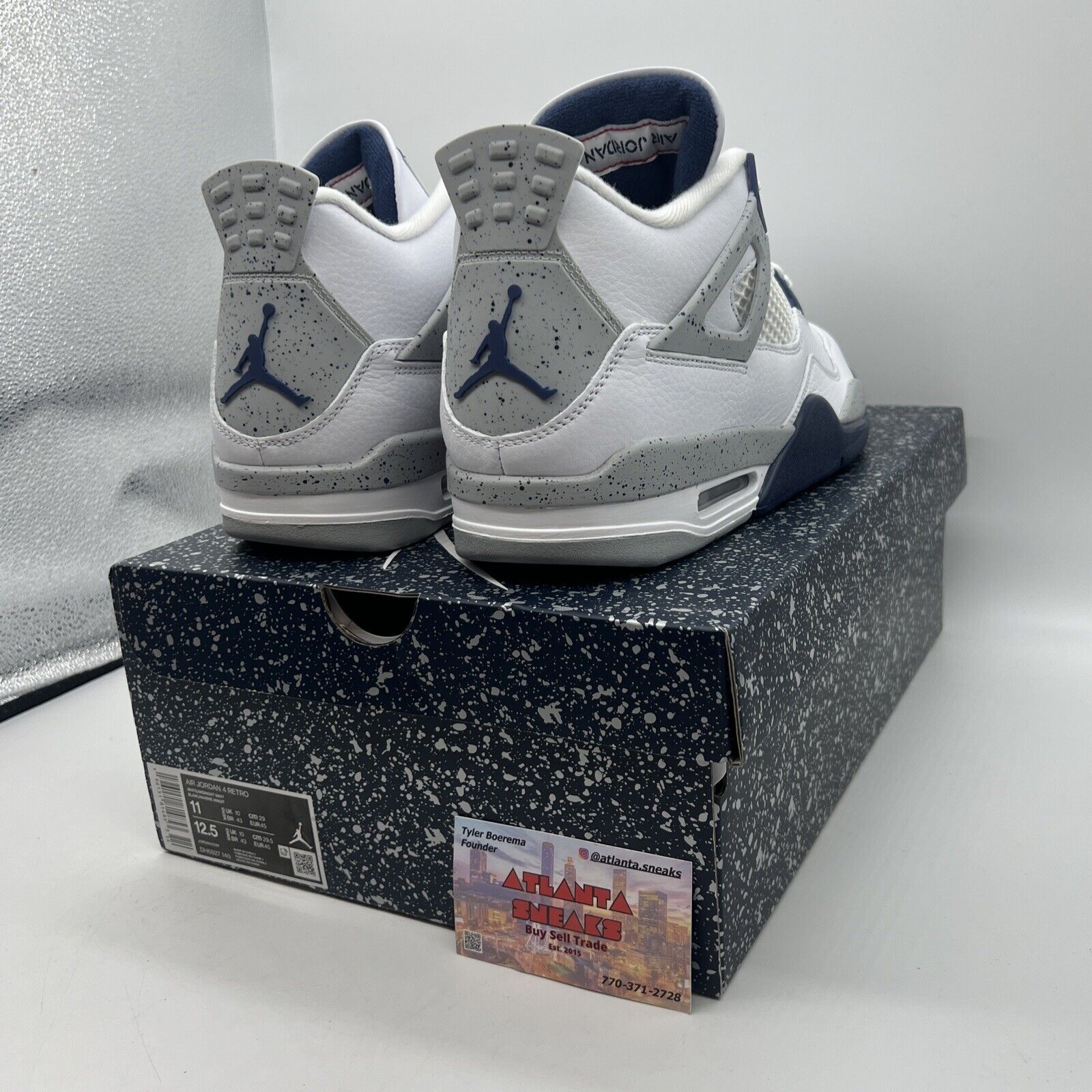 Size 11 - Jordan 4 Retro Mid Midnight Navy Brand New Og All White