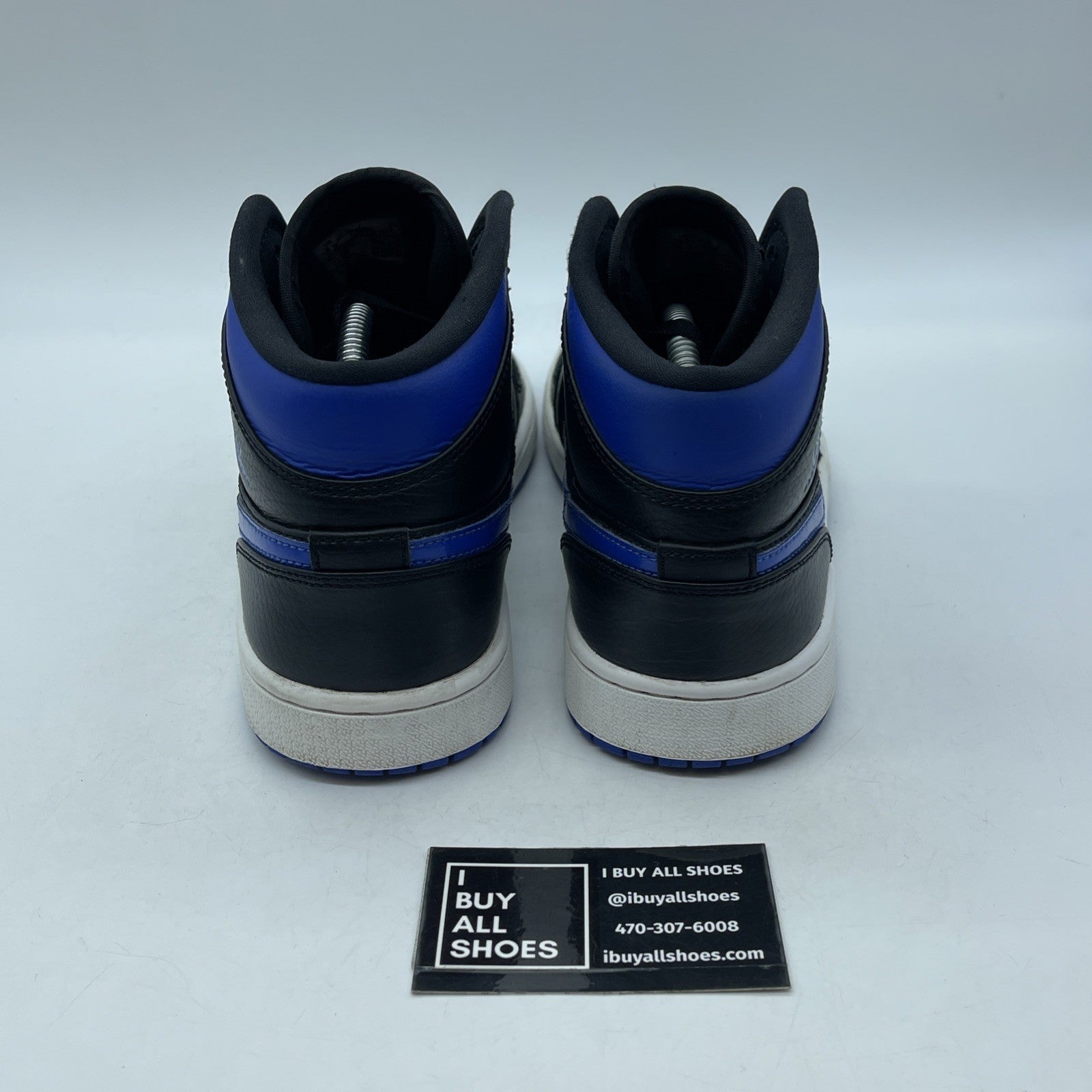 Size 8.5 - Air Jordan 1 Mid Black Hyper Royal Blue Leather (554724-068)