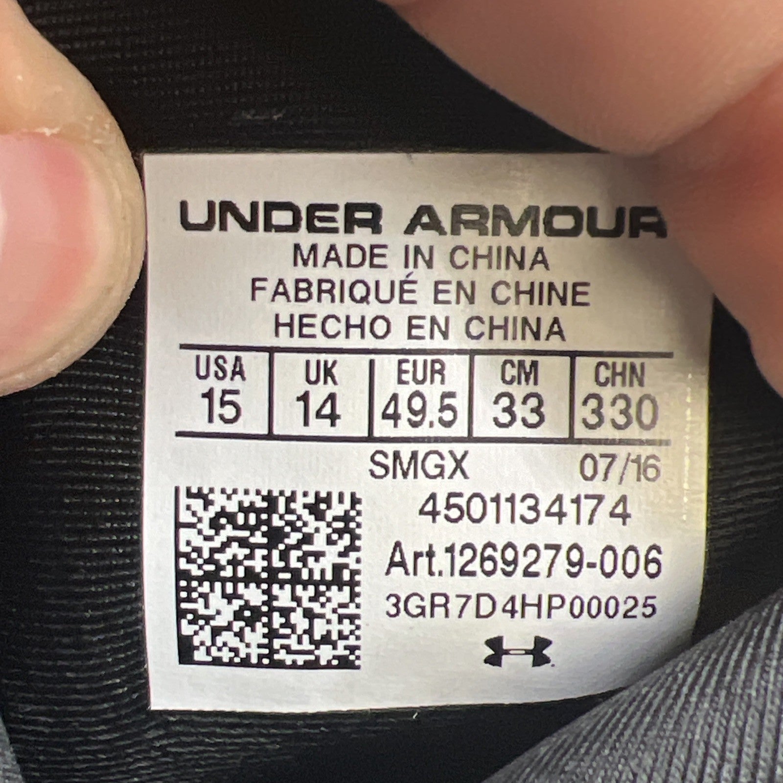 Size 15 - Under Armour Curry 3 Cyber Monday (1269279-006)