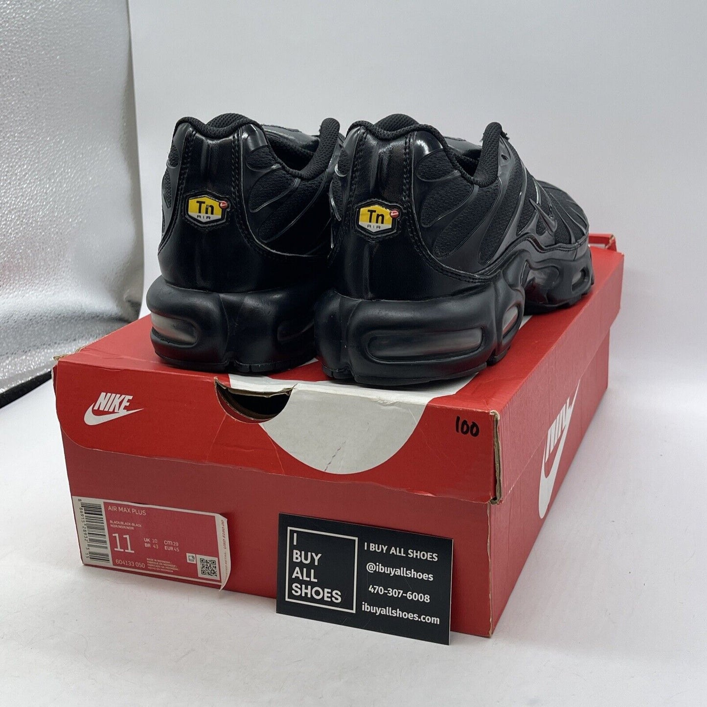 Size 11 - Nike Air Max Plus Low Triple Black Suede Leather (604133-050)