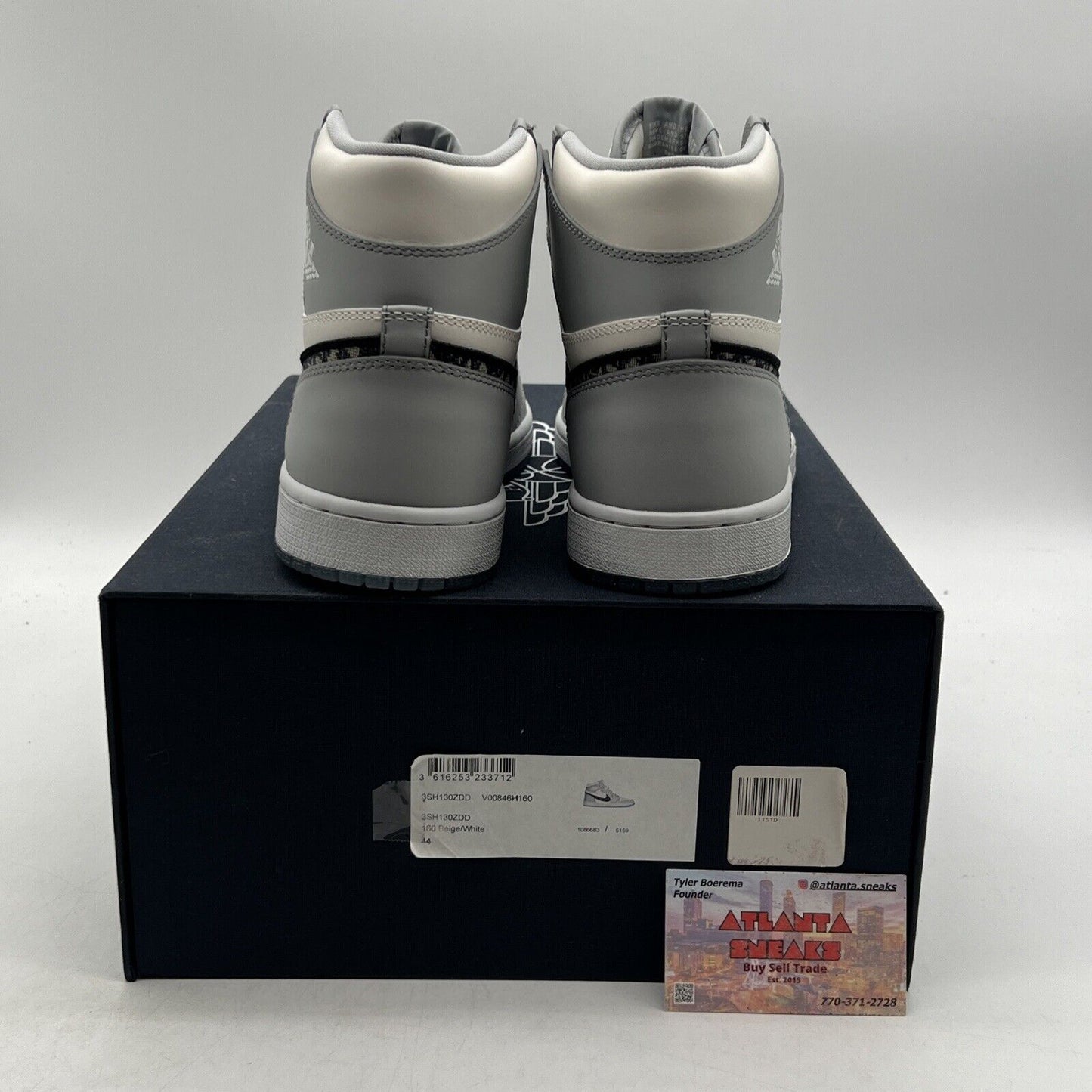 Size 10 - Jordan 1 x Dior High Gray White Leather Black Icey (CN8607-002)