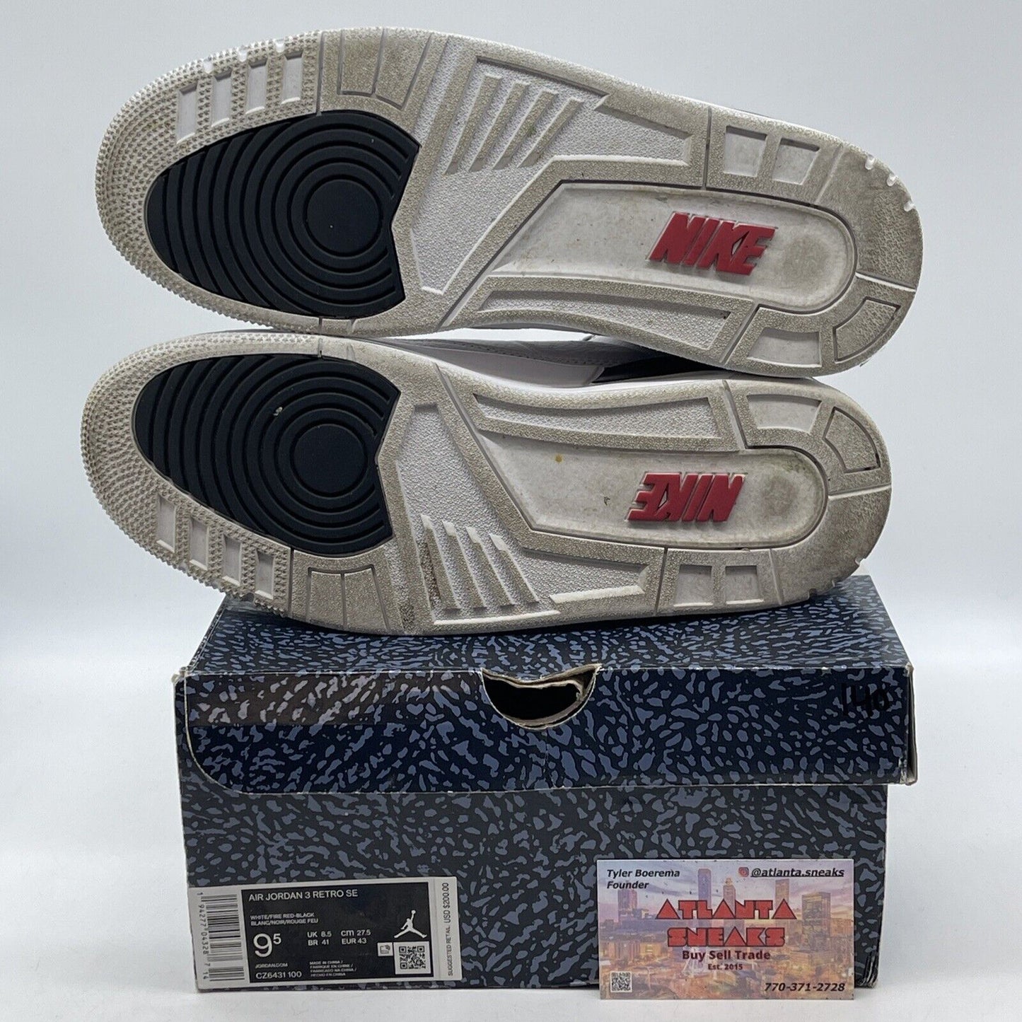 Size 9.5 - Jordan 3 Retro Denim Fire Red Blue Suede White Leather (CZ6431-100)