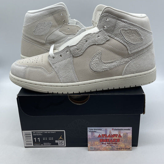 Size 11 - Air Jordan 1 SE Craft Mid Pale Ivory Tan Suede (FQ3224-100)