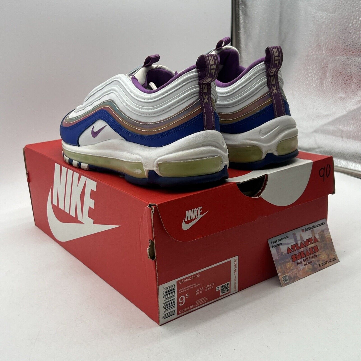 Size 9.5 - Nike Air Max 97 Easter White Blue Leather (CJ0591-100)