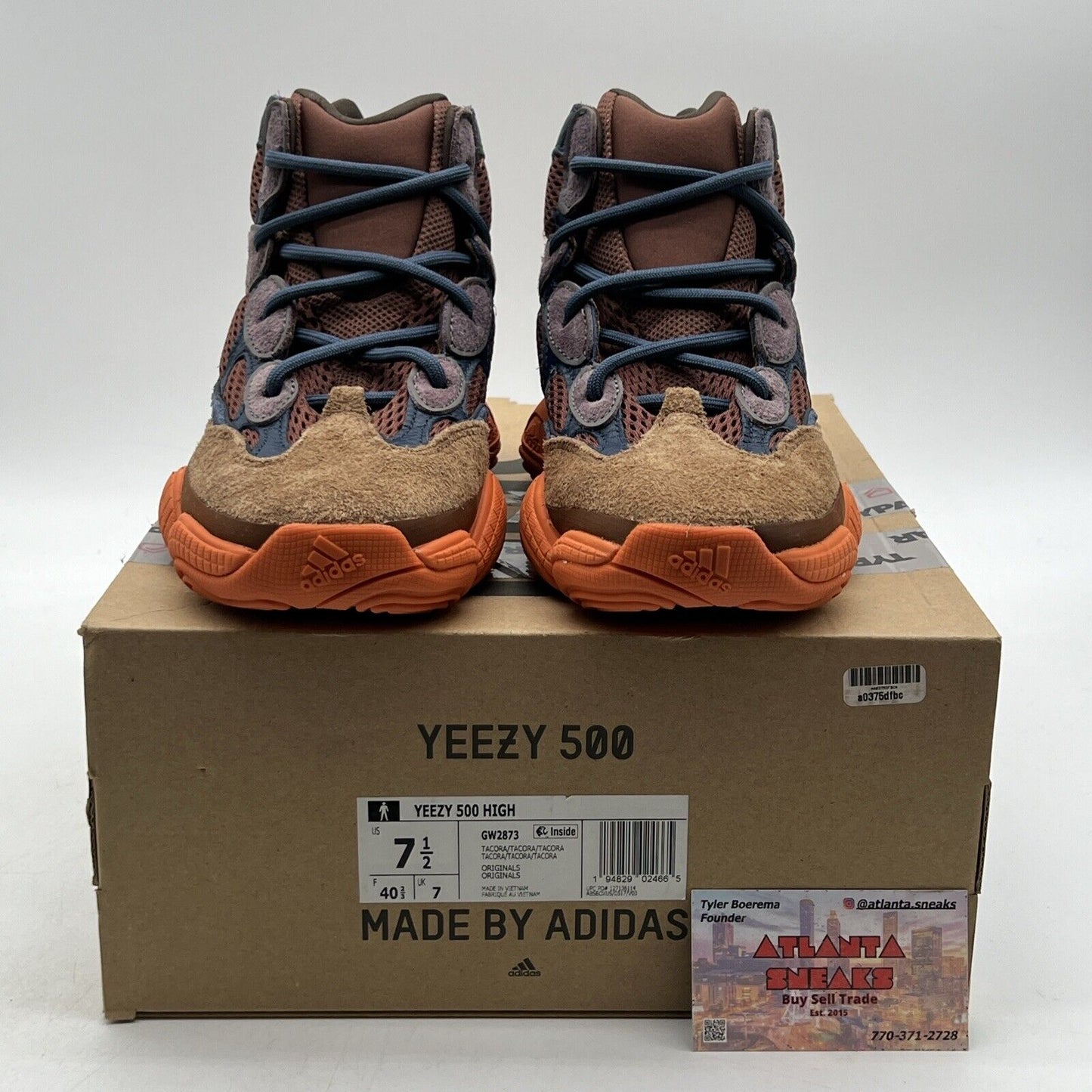 Size 7.5 - adidas Yeezy 500 High Tactical Orange Blue Suede (GW2873)