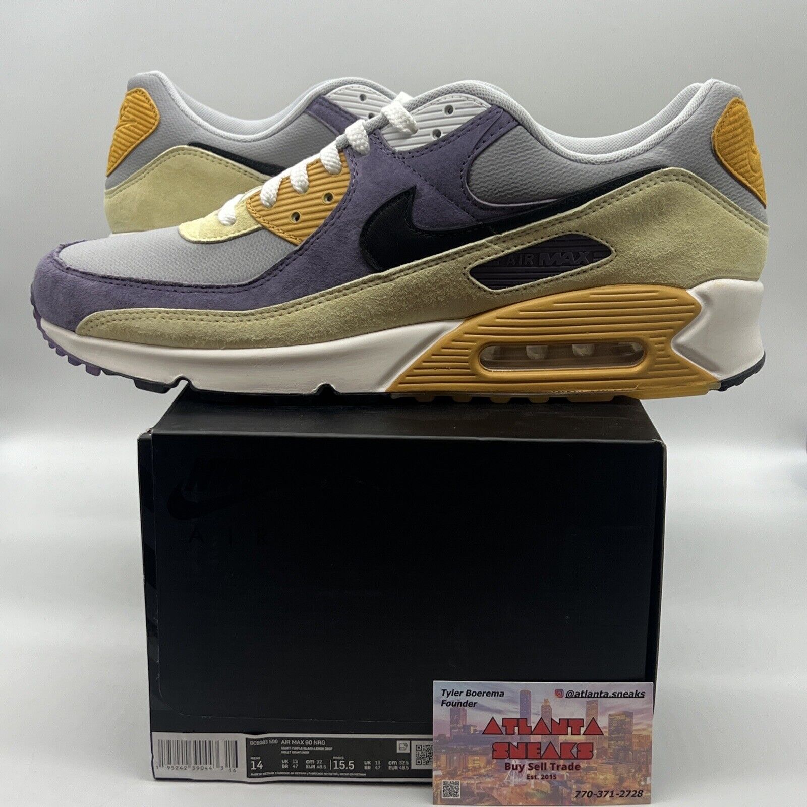 Size 14 - Nike Air Max 90 NRG Lemon Drop Og All Brand New Violet Black Lemon