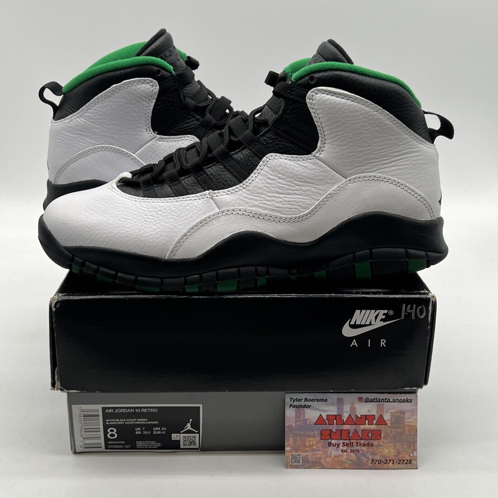 Size 8 - Air Jordan 10 Retro 2019 Seattle Black White Leather Green (310805-137)