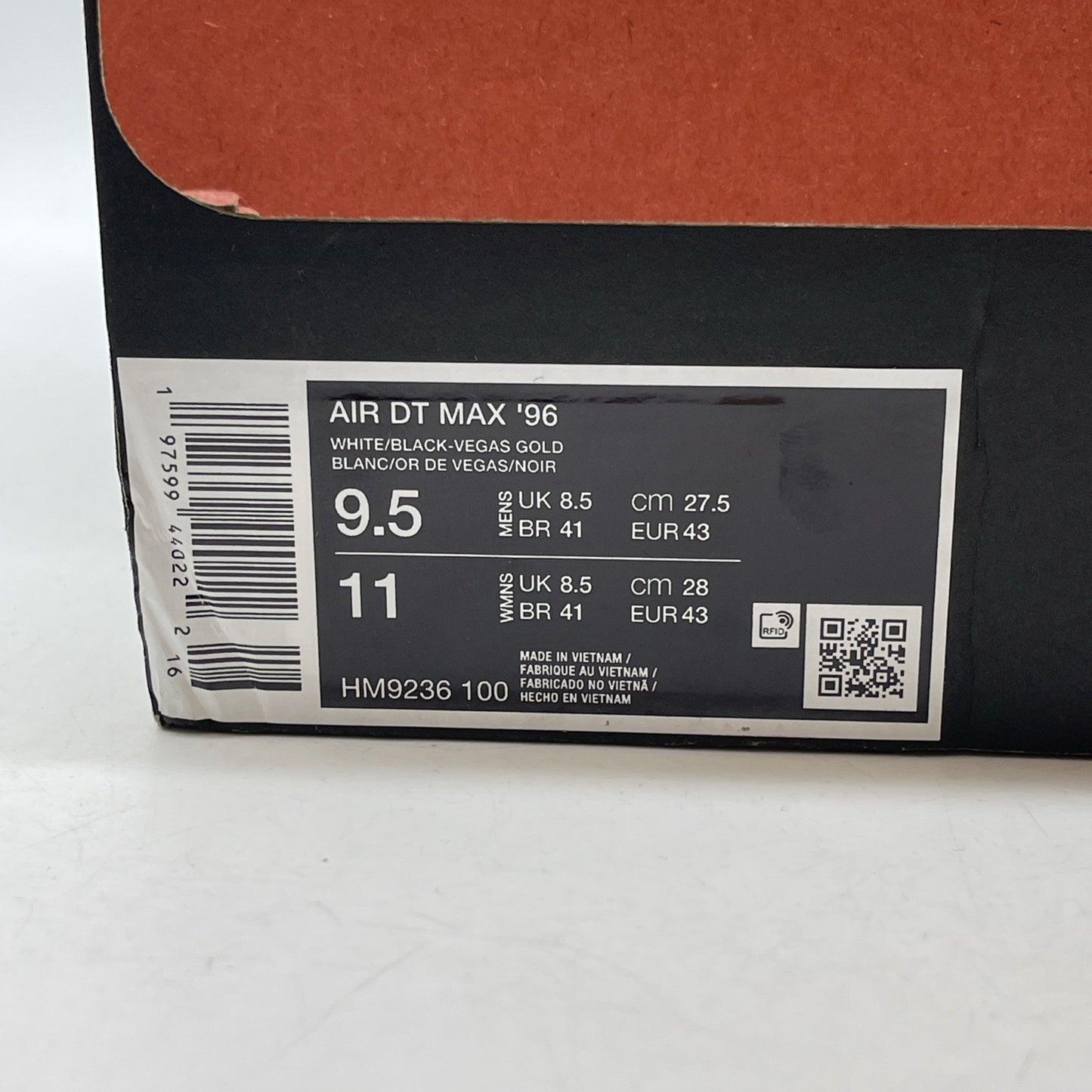 Size 9.5 - Nike Air DT Max '96 'Colorado Away' White Black Gold (HM9236-100)