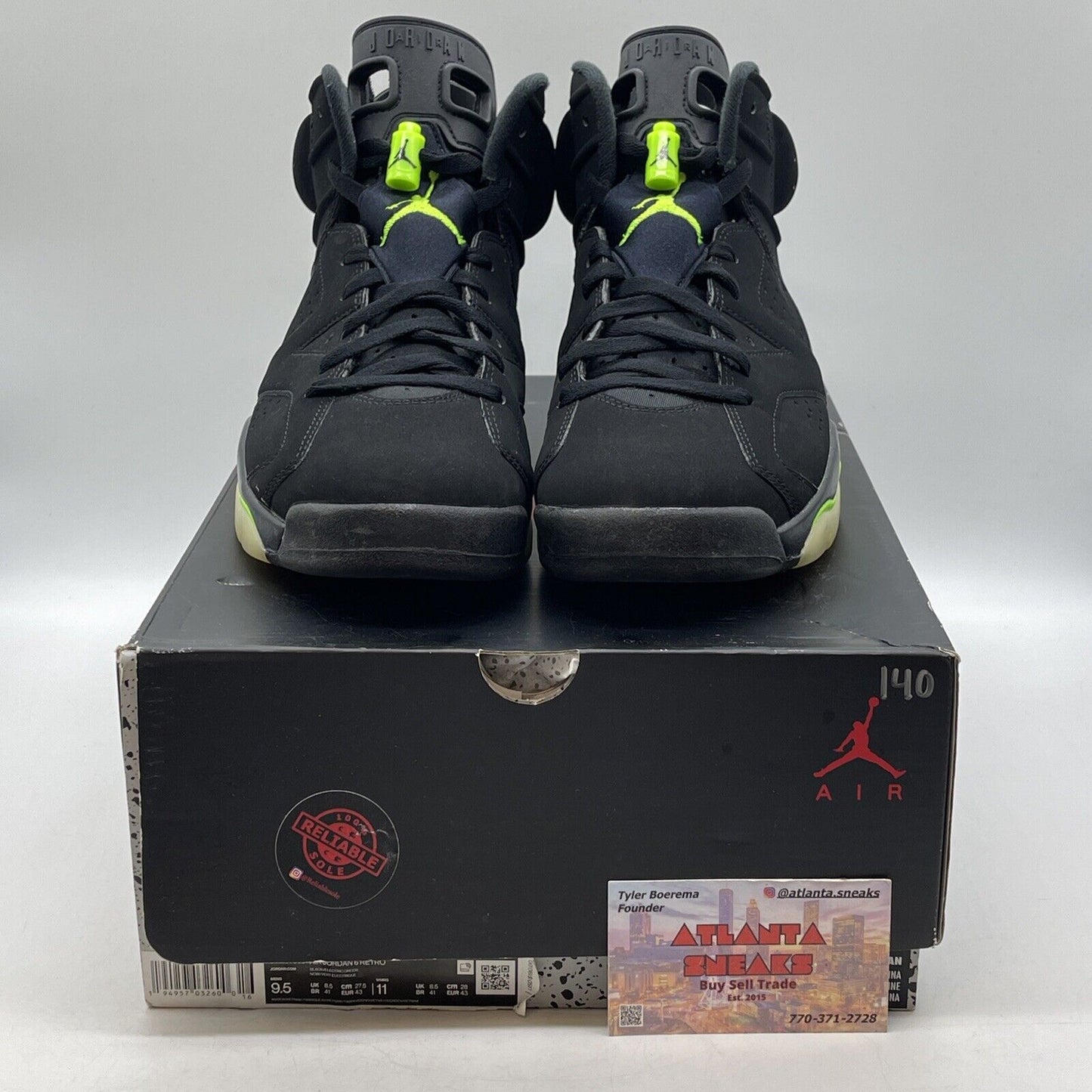 Size 9.5 - Jordan 6 Retro Electric Green 2021 Black Suede (CT8529-003)