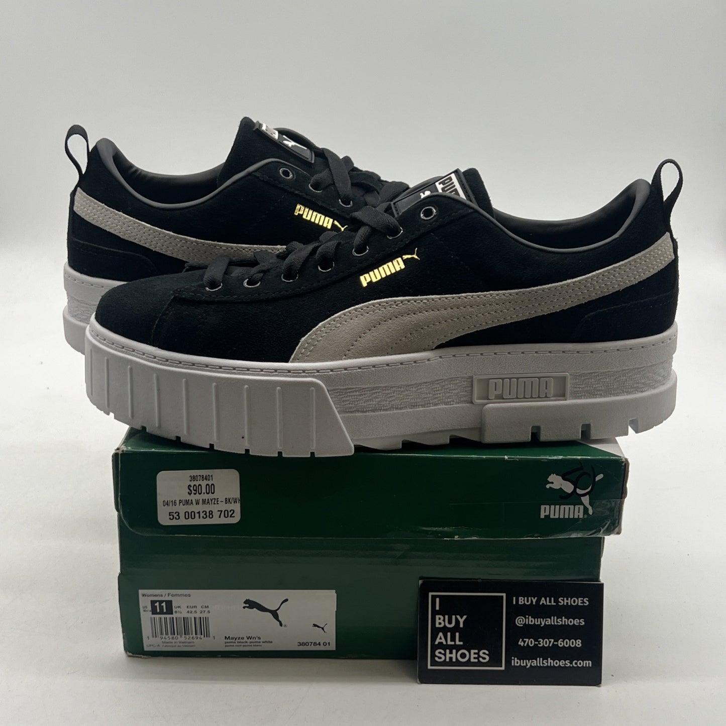 Size 11 - PUMA Mayze Black White W (380784-01)