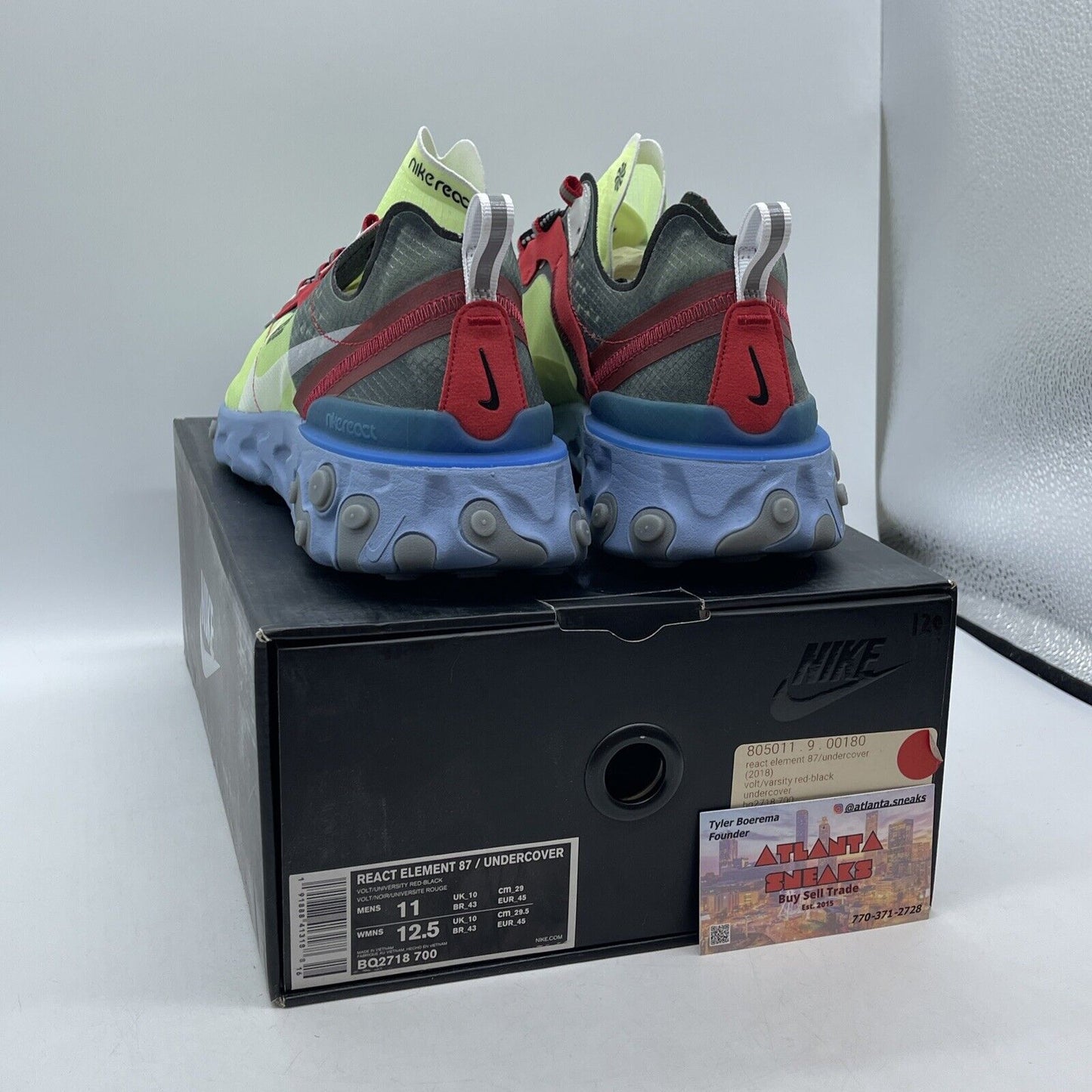 Size 10 - Nike Undercover x React Element 87 Volt Grey Suede Leather (BQ2718-700