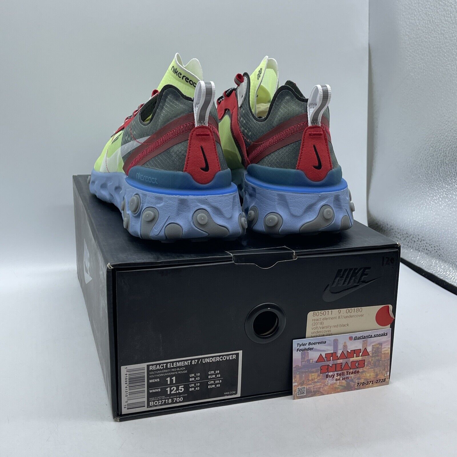 Size 10 - Nike Undercover x React Element 87 Volt Grey Suede Leather (BQ2718-700