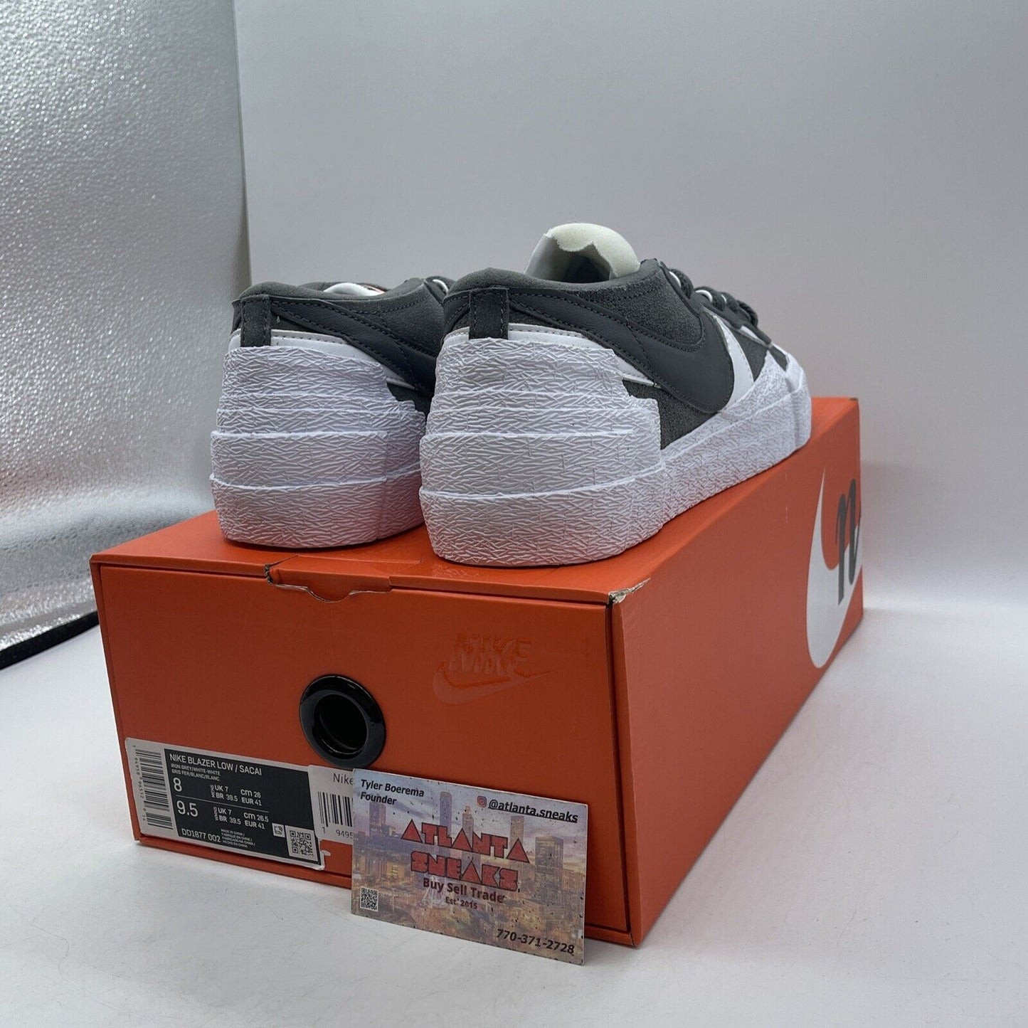 Size 8 - Nike sacai x Blazer Low Iron Grey Suede White Leather (DD1877-002)