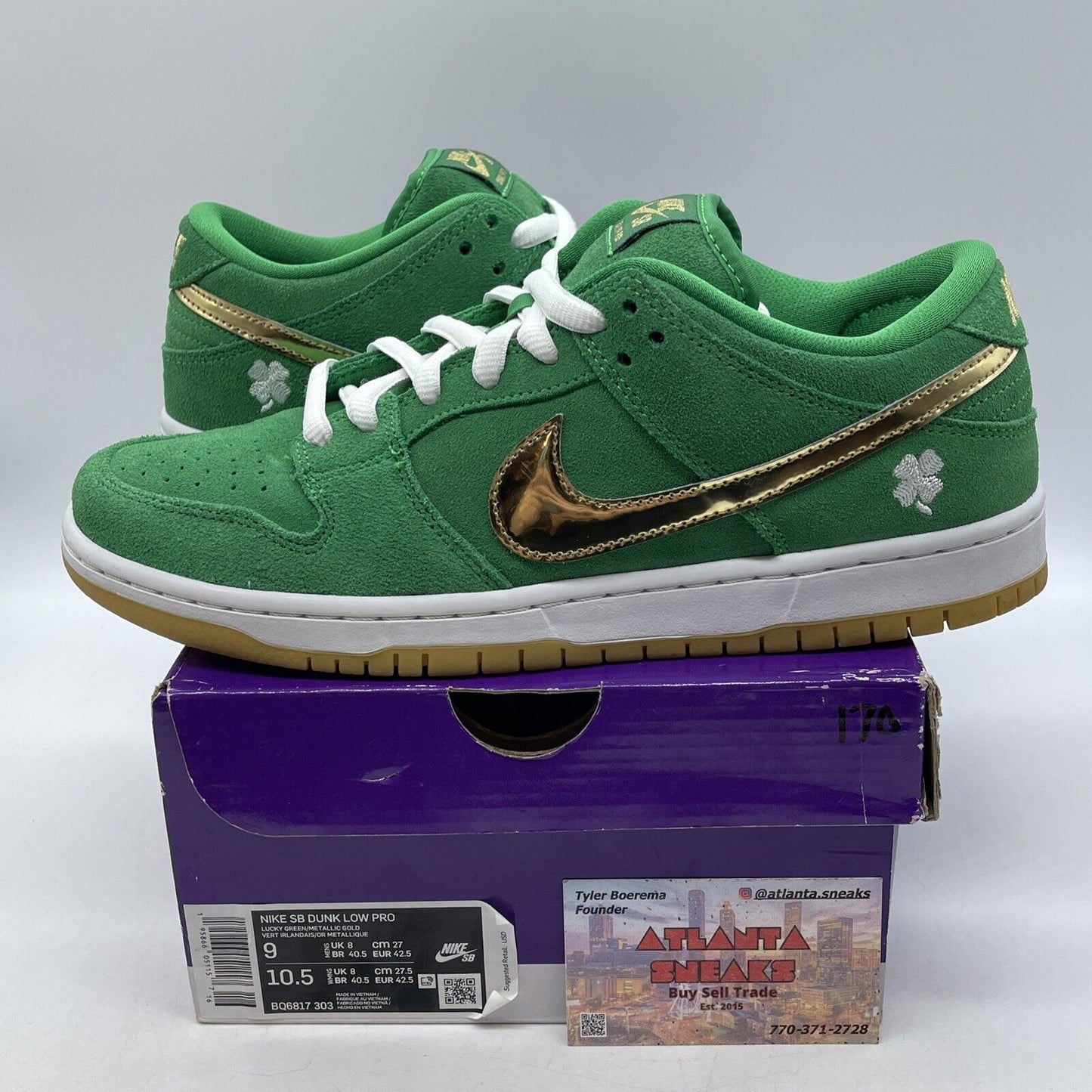 Size 9 - Nike SB Dunk Low Pro St. Patrick's Day Green Suede (BQ6817-303)