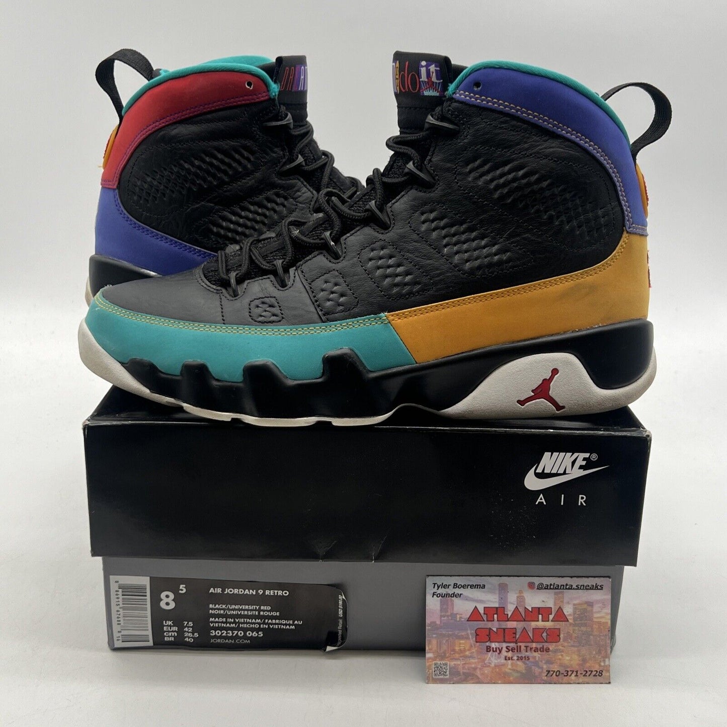 Size 8.5 - Air Jordan 9 Retro Dream It, Do It Black Purple Leather (302370-065)