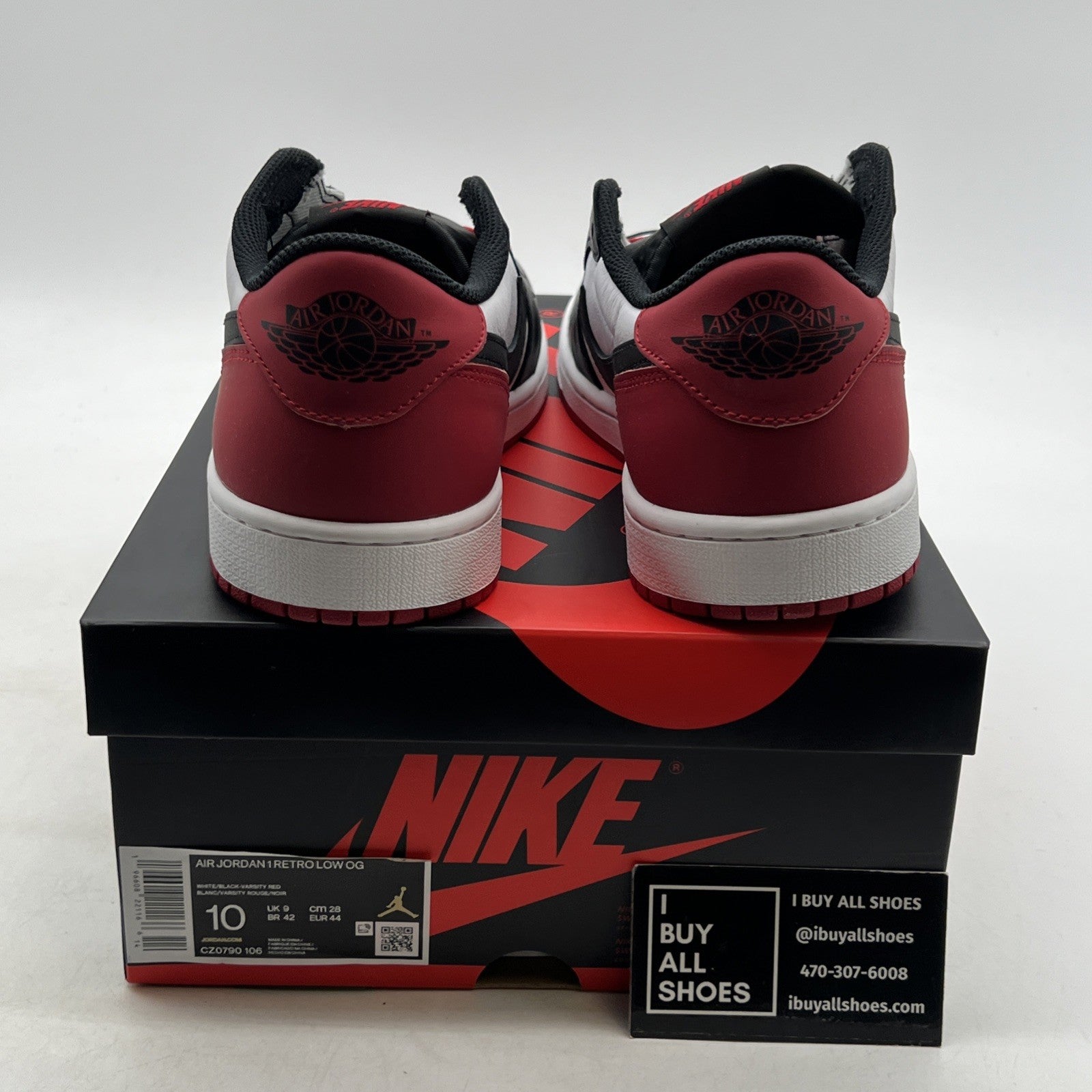 Size 10 - Air Jordan 1 Retro OG Low Black Toe (CZ0790-106)