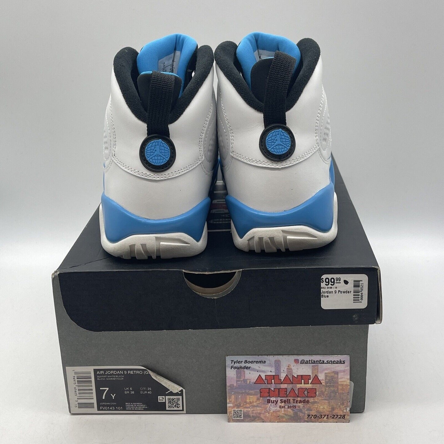 Size 7Y - Air Jordan 9 Retro GS Summit White Black Powder Blue  (FV0143-101)