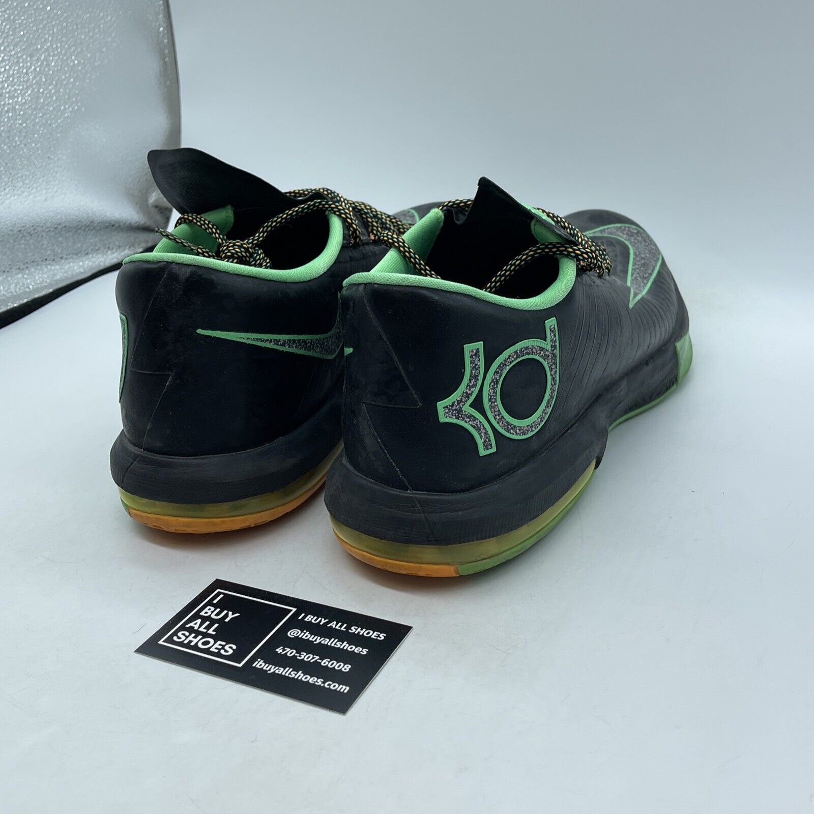 Size 13 - Nike KD 6 Night Vision Black Orange Green Leather (599424-093)