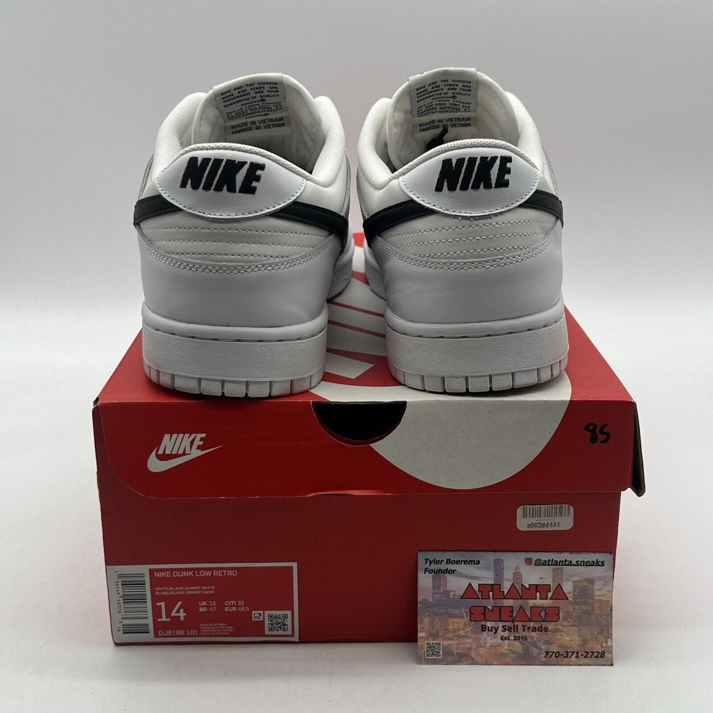 Size 14 - Nike Dunk Low Reverse Panda White Black Leather (DJ6188-101)