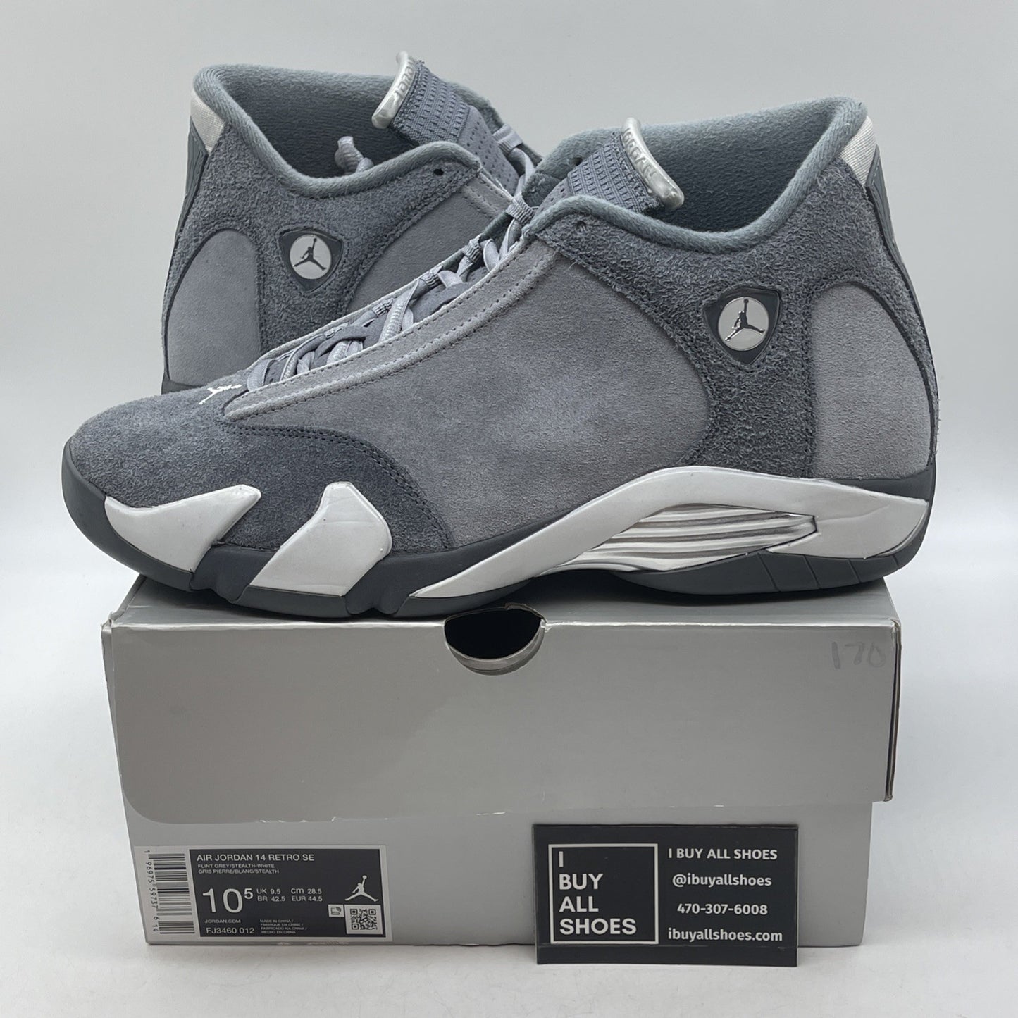 Size 10.5 - Nike Air Jordan 14 Retro Flint Grey White Suede (FJ3460-012)