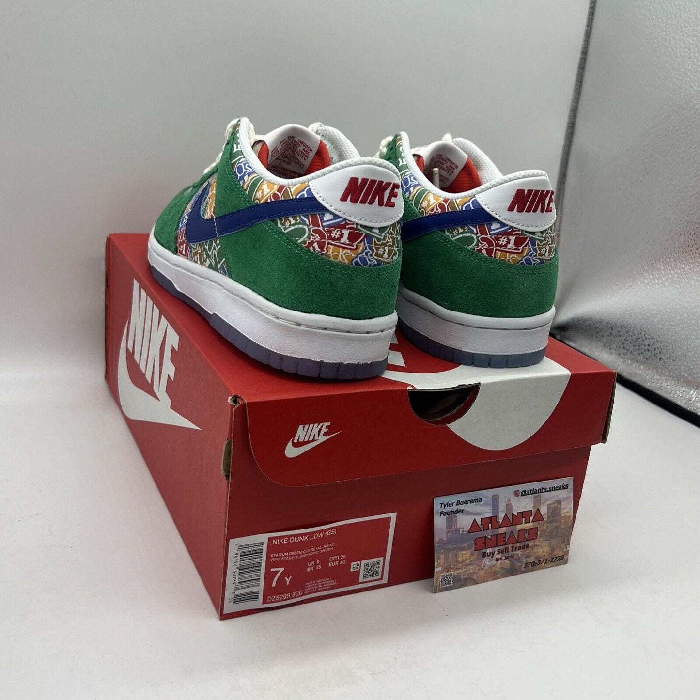 Size 7Y - Nike Dunk Low Foam Finger Brand New Og All Green White Red Blue