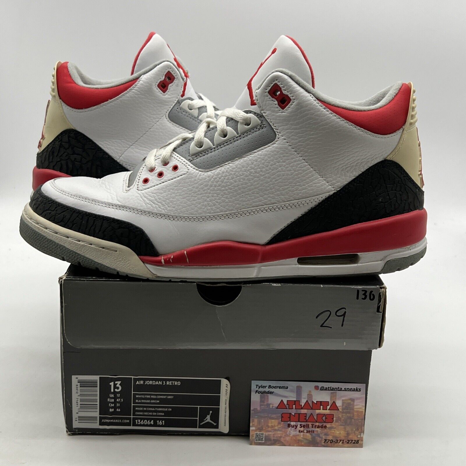 Size 13 - Air Jordan 3 Retro 2007 Fire Red (136064-161)