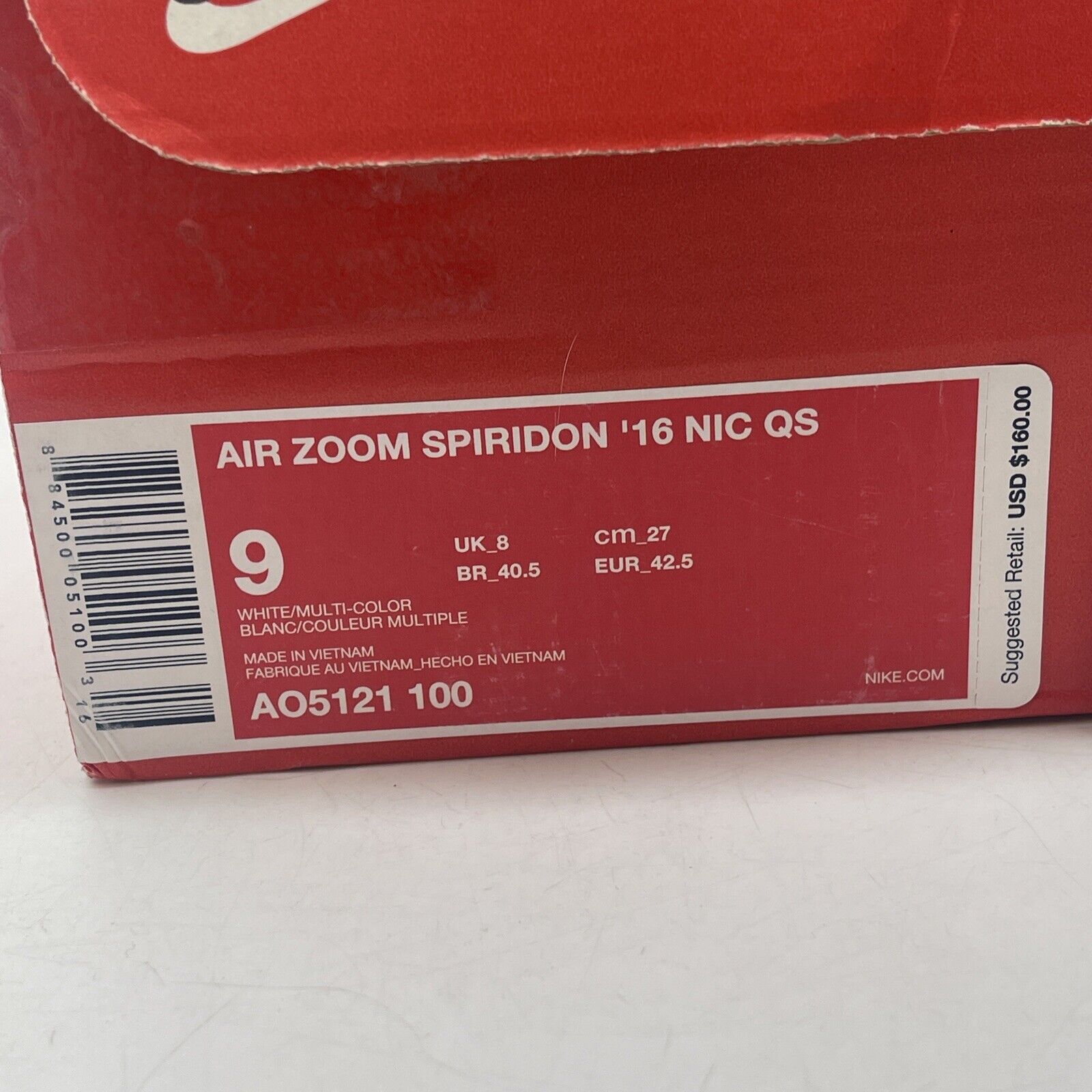 Size 9 - Nike Air Zoom Spiridon International Flag White Grey Suede (AO5121-100)