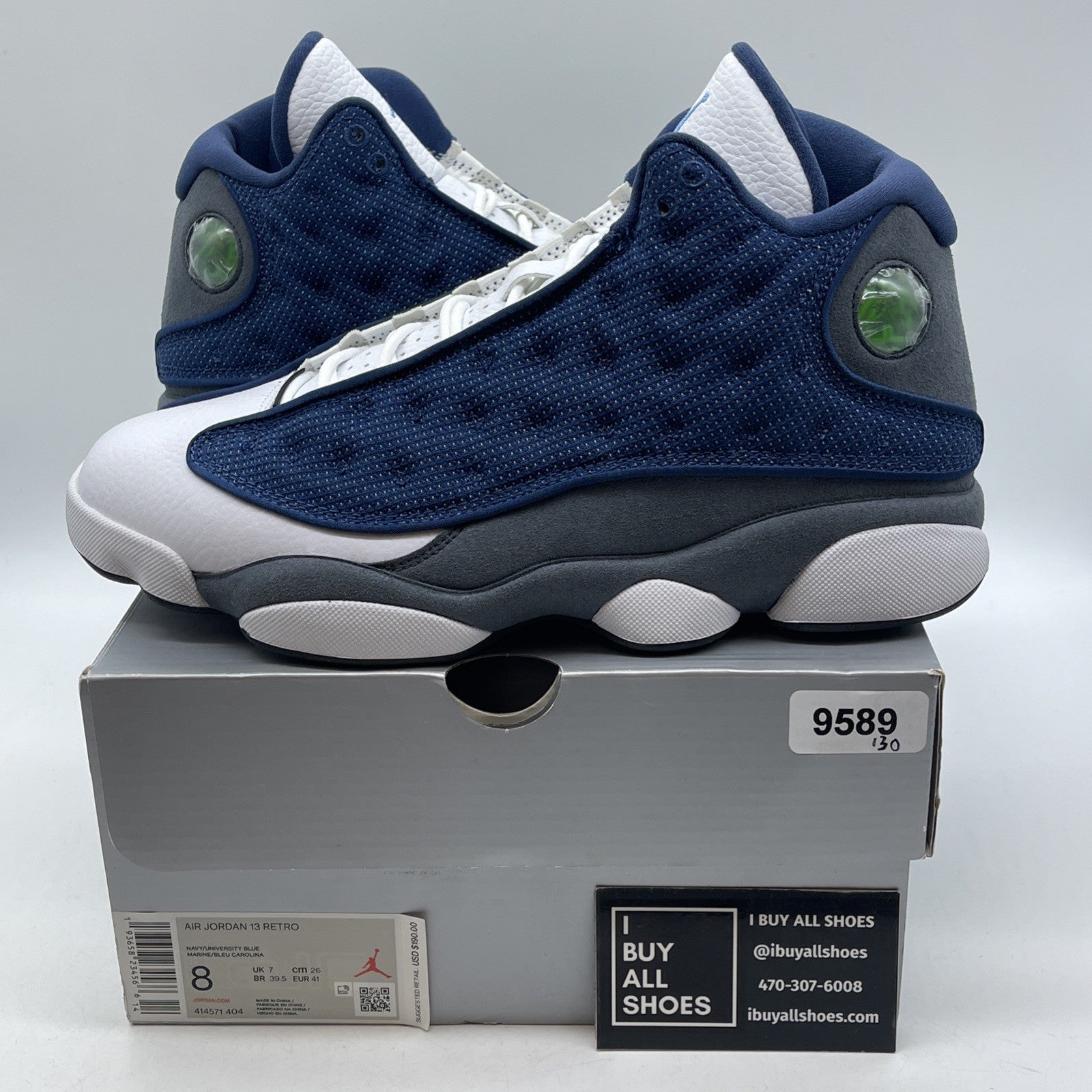 Size 8 - Jordan 13 Retro Mid Flint Grey White Leather Suede (414571-404)