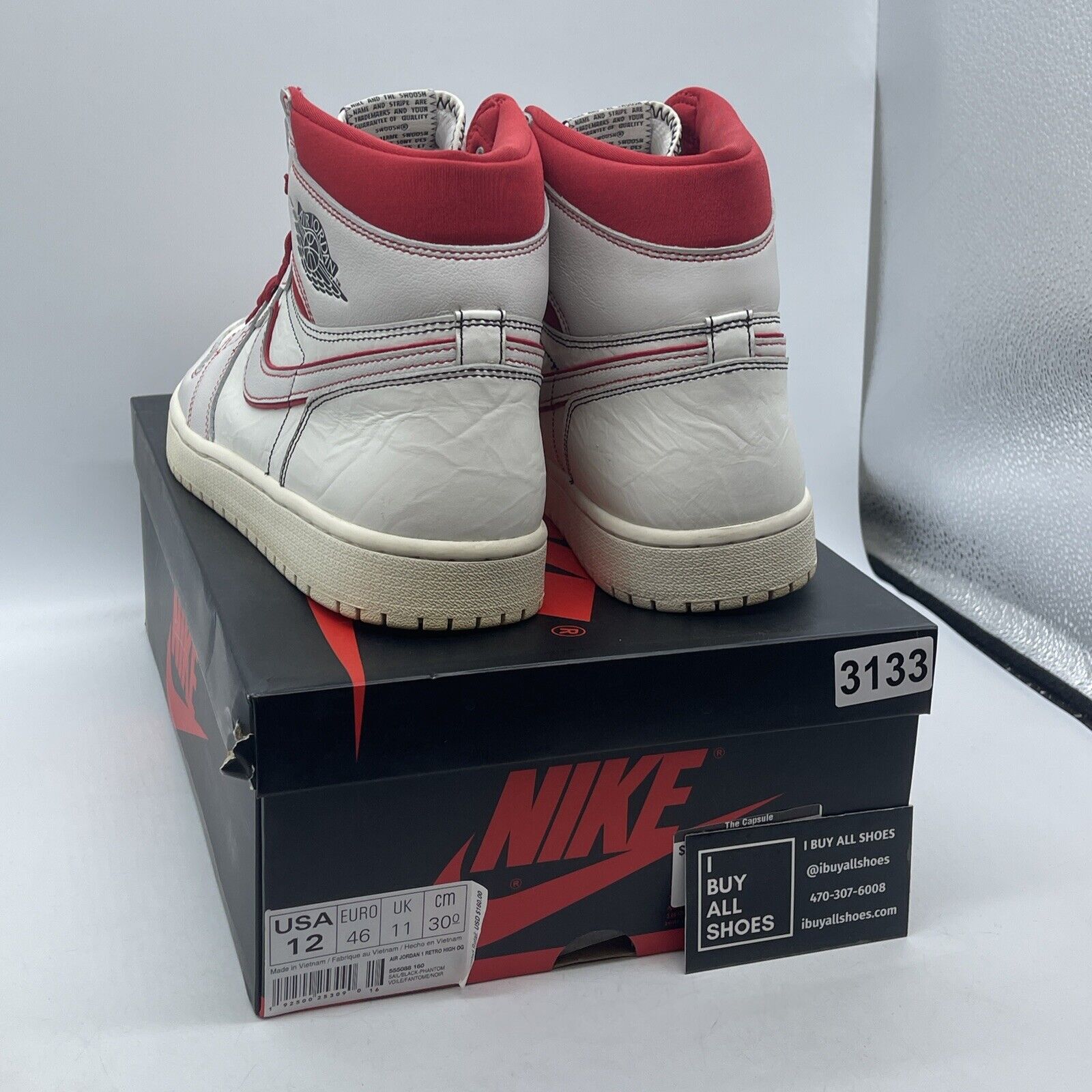 Size 12 - Air Jordan 1 Retro OG High Phantom Red White Leather (555088-160)