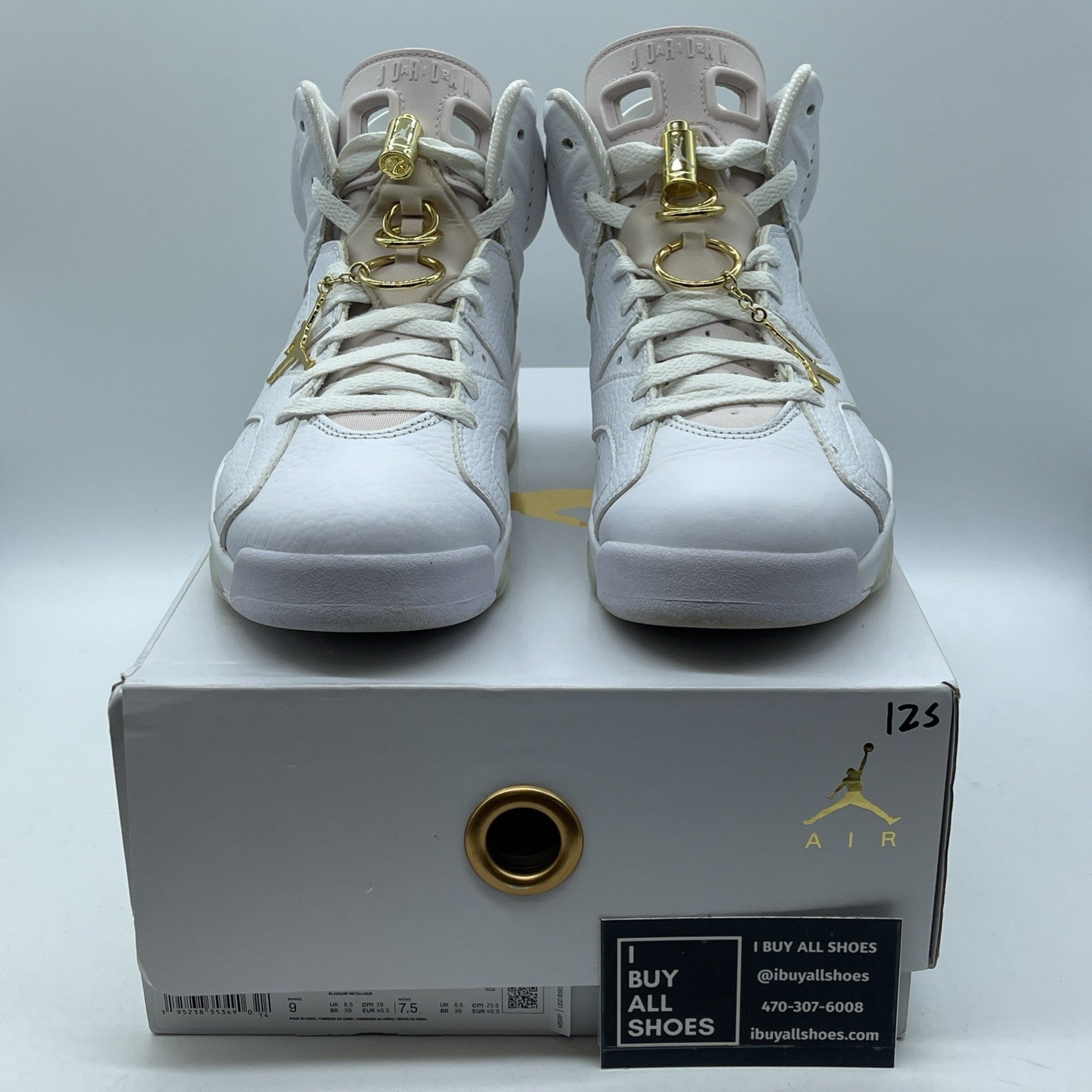 Size 9W - Air Jordan 6 Retro Gold Hoops White Pink Leather (DH9696-100)