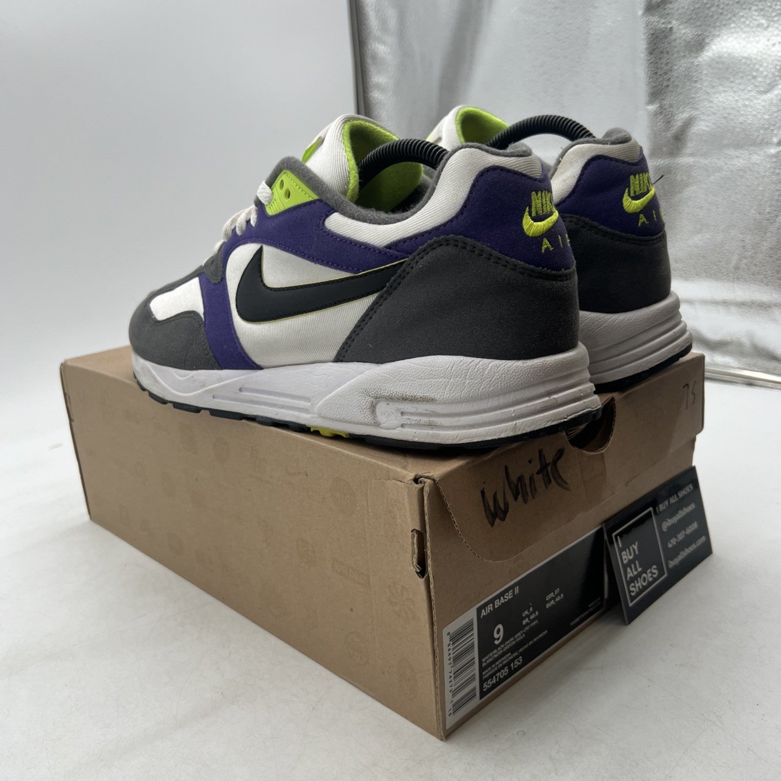 Size 9 - Nike Air Base 2 White Grey Court Purple (554705-153)