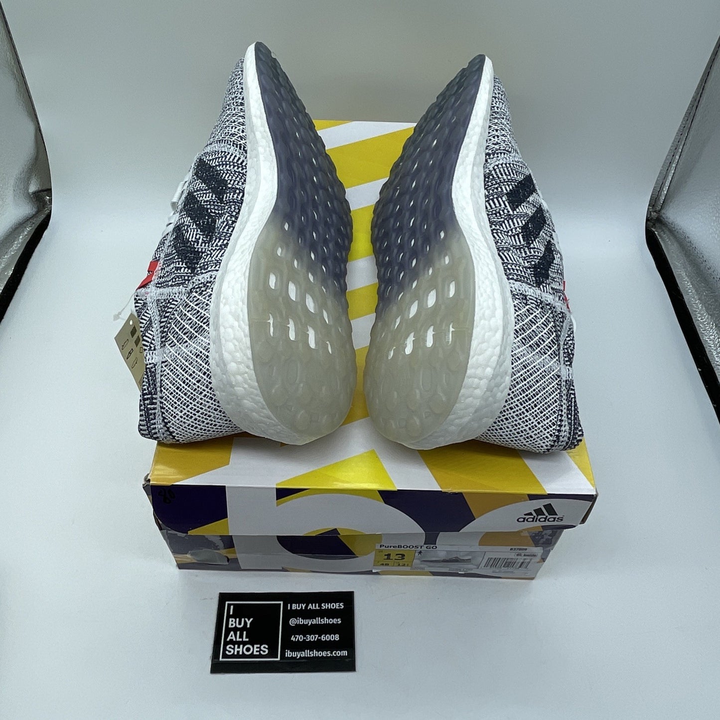 Size 13 - adidas PureBoost Go White Indigo Blue White Suede (B37809)
