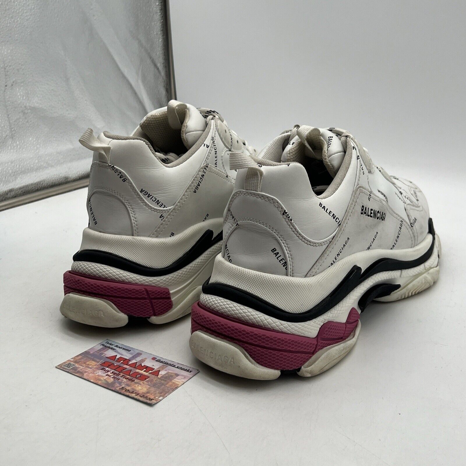 Size 12 - Balenciaga Triple S All Over Logo White Black Pink Sneakers