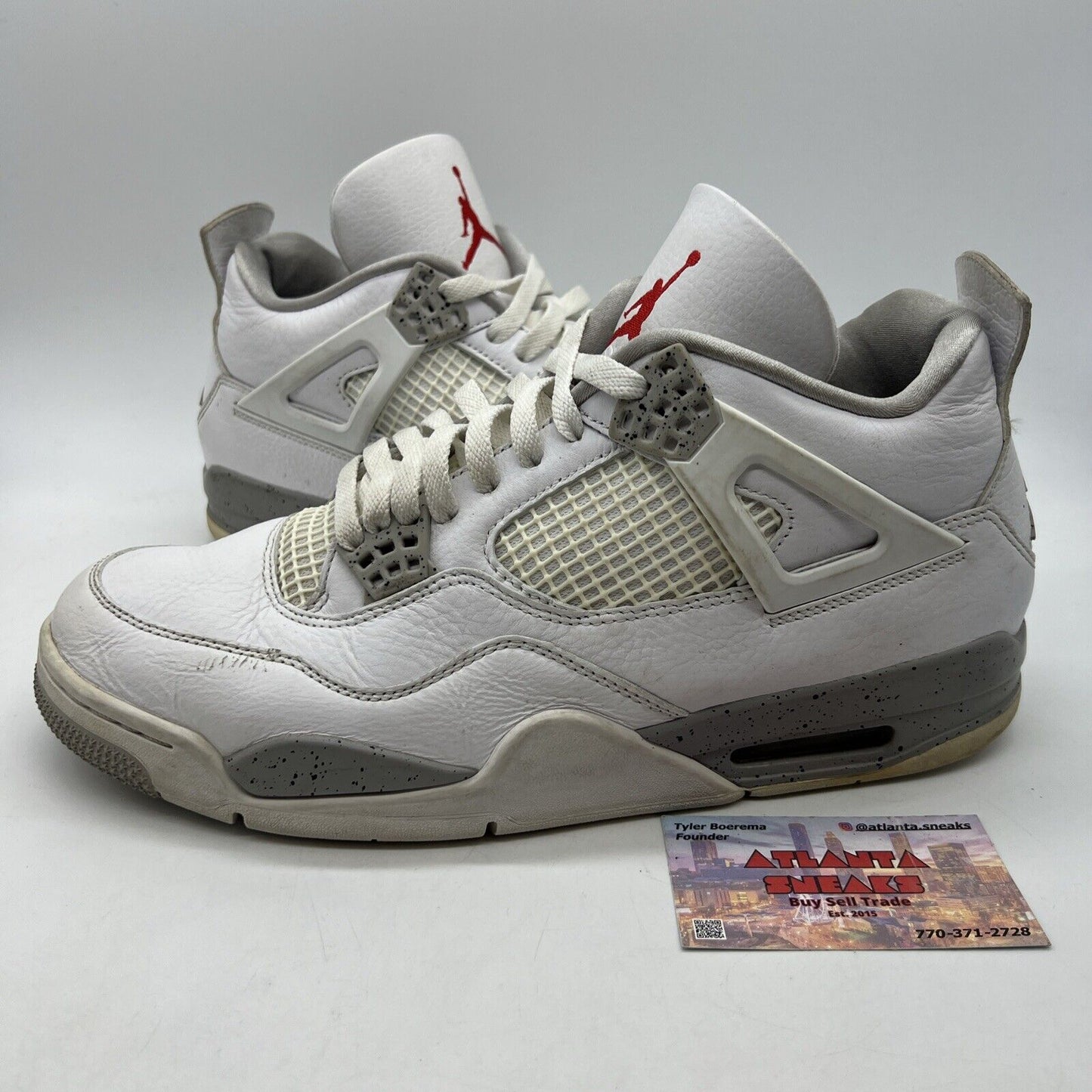 Size 11 - Jordan 4 Retro Mid White Oreo Grey Leather (CT8527-100)