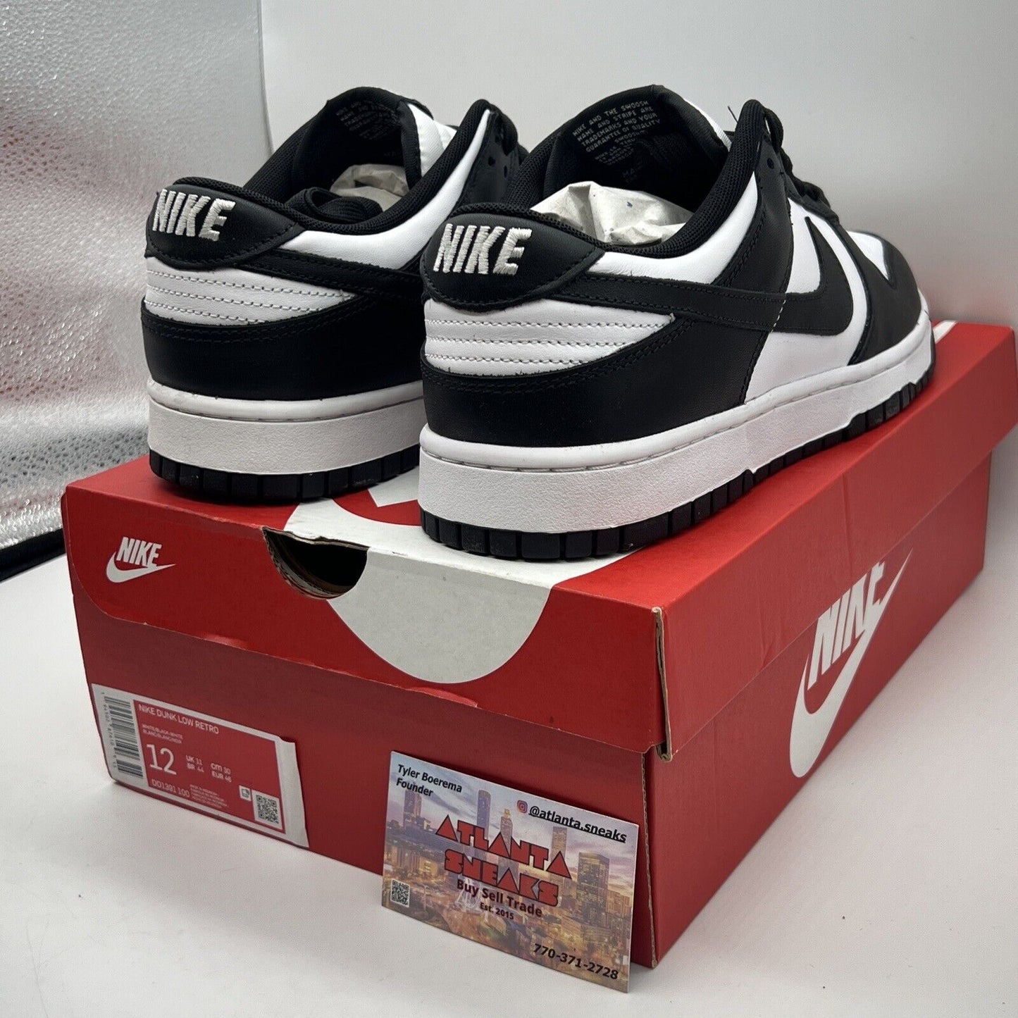 Size 12 - Nike Dunk Low Black White Og All Brand New