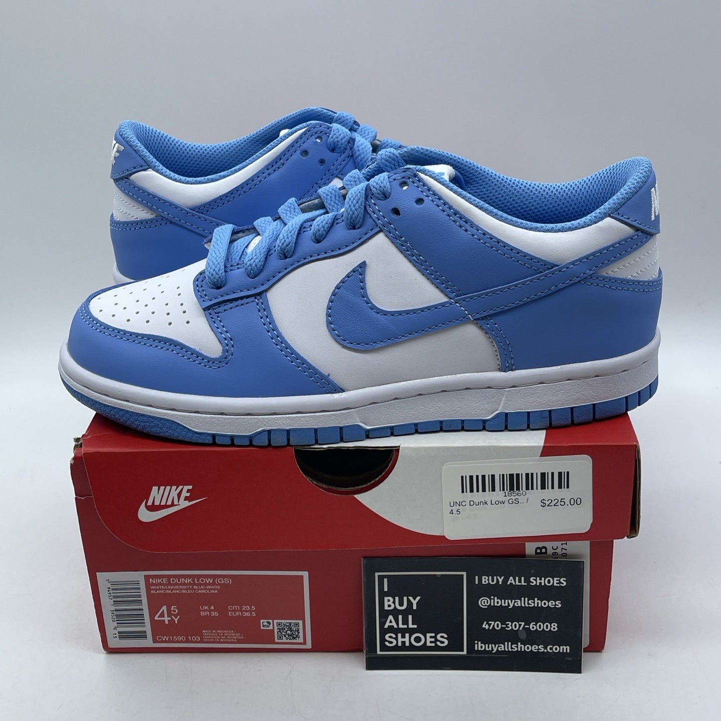 Size 4.5Y - Nike Dunk Low University Blue white Leather (CW1590-103)