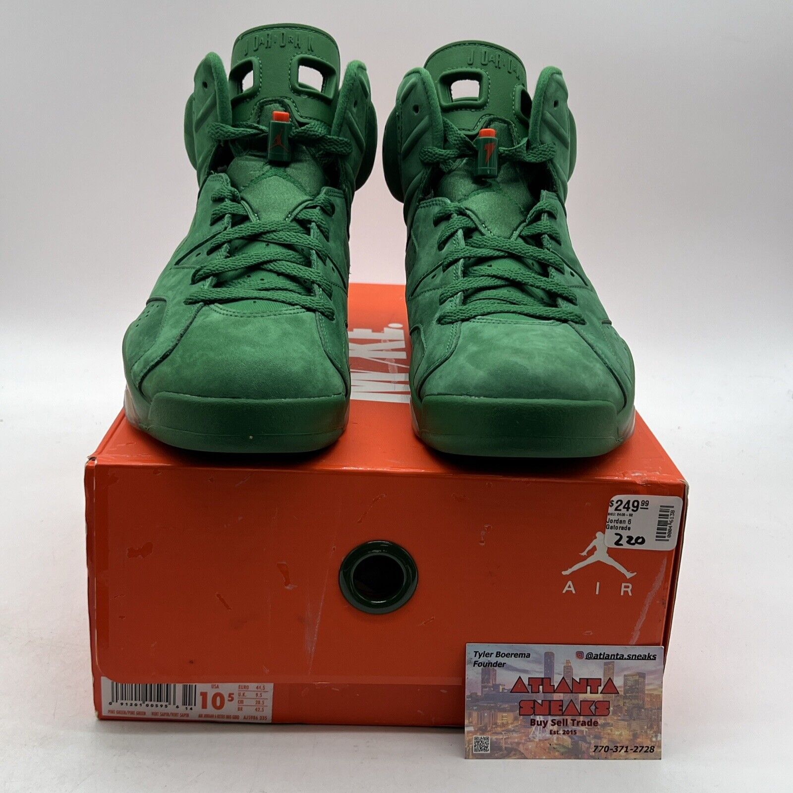 Size 10.5 - Air Jordan 6 Retro NRG Green Suede Gatorade (AJ5986-335)