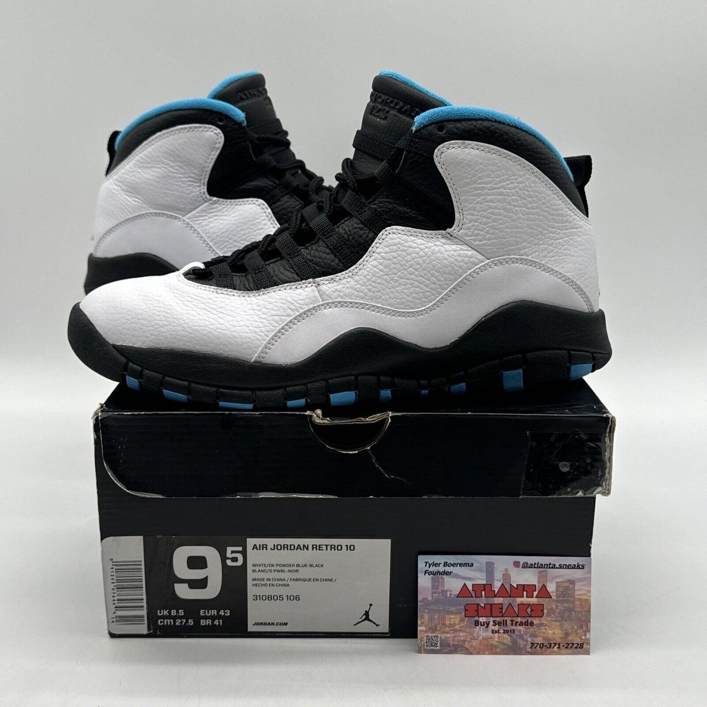 Size 9.5 - Jordan 10 Retro Powder Blue 2014 White Leather Premium Retro Classics