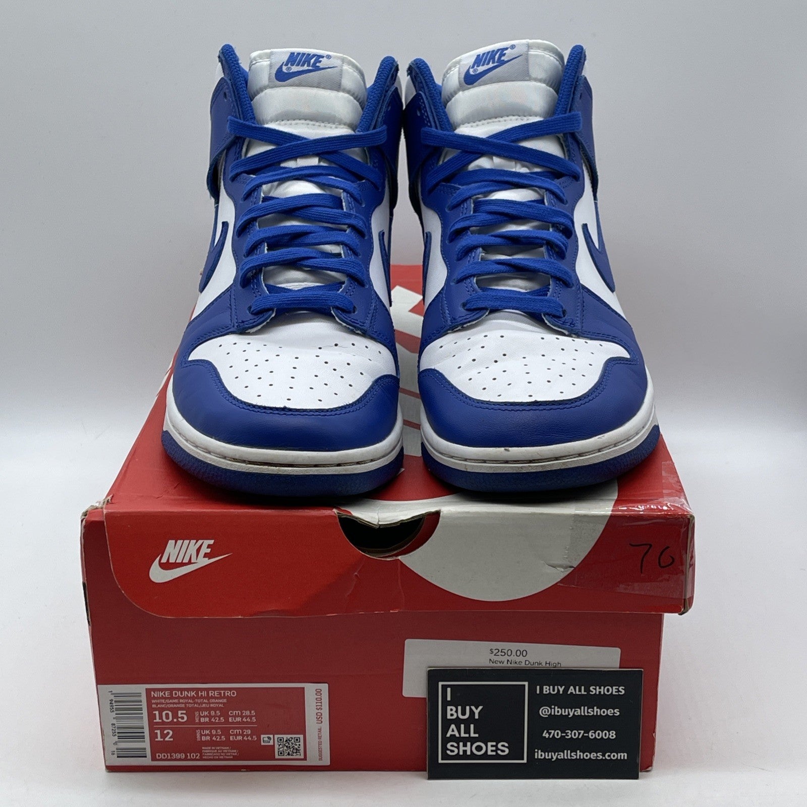 Size 10.5 - Nike Dunk 2021 High Kentucky Blue White Leather (DD1399-102)