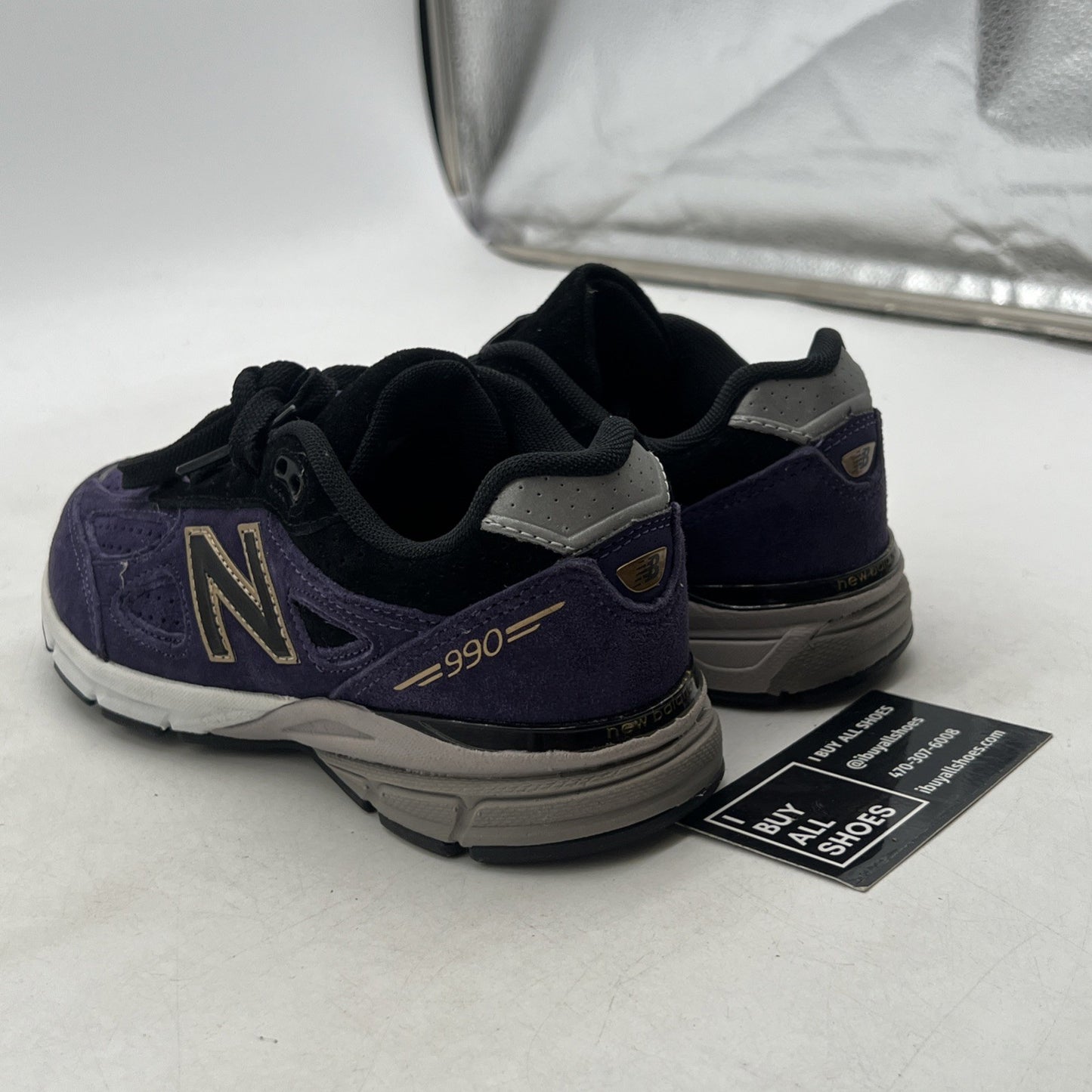 Size 2 - New Balance 990v4 Black/Purple Suede - (KJ990B4G)