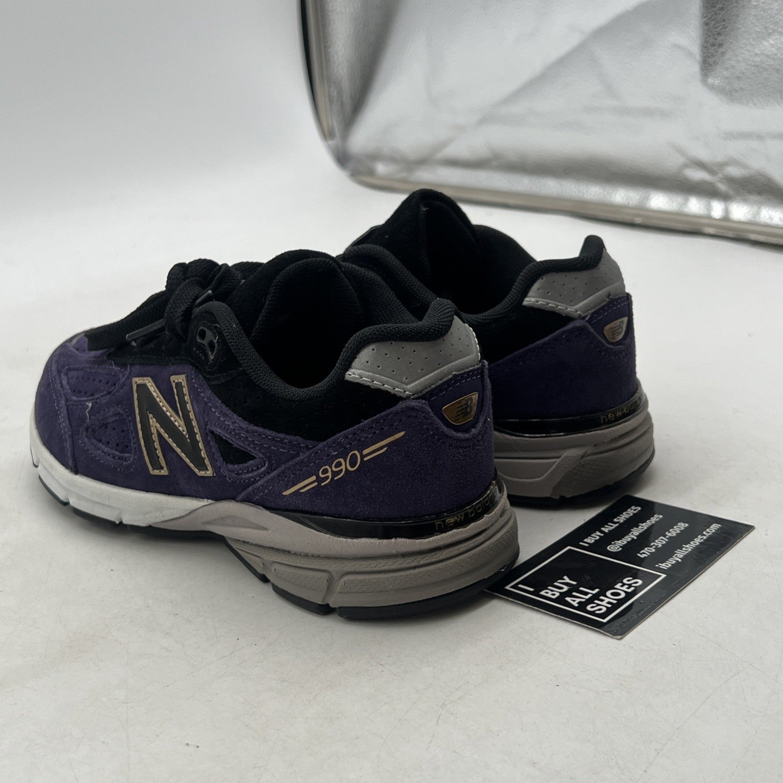 Size 2 - New Balance 990v4 Black/Purple Suede - (KJ990B4G)