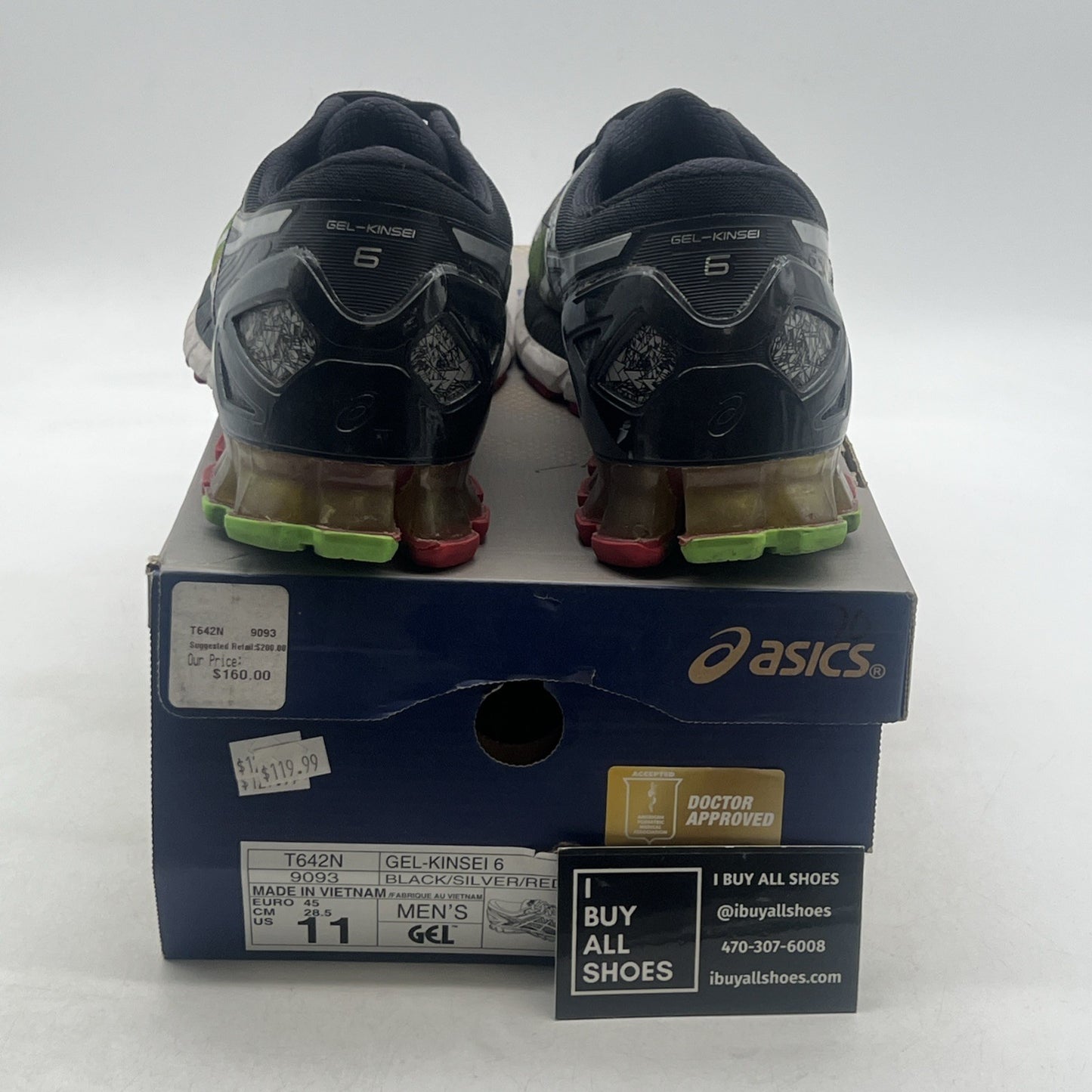 Size 11 - ASICS Gel Kinsei 6 Black Running Shoes (T642N-9093)