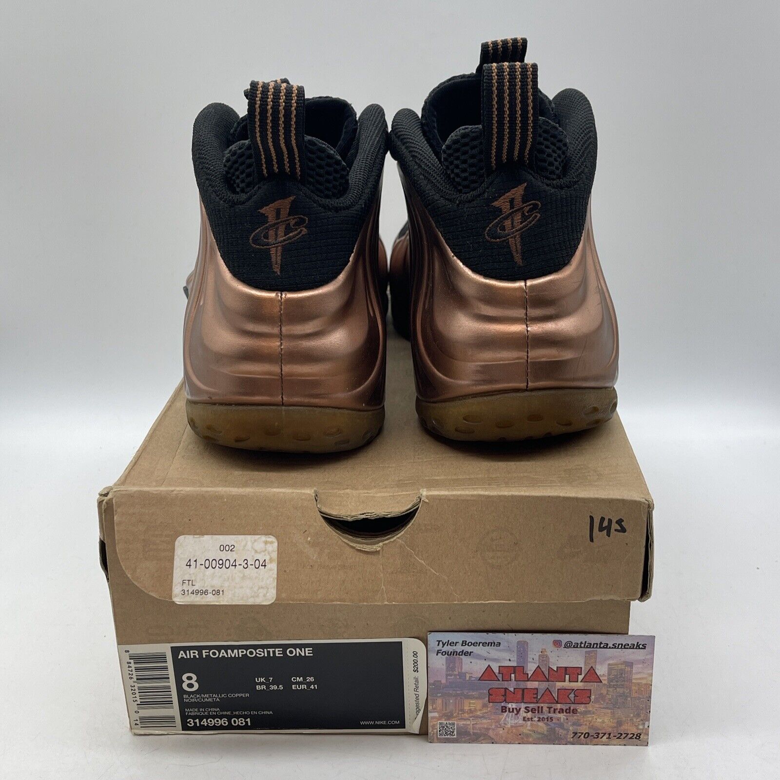 Size 8 - Nike Air Foamposite One Dirty Copper Leather Black Suede (314996-081)