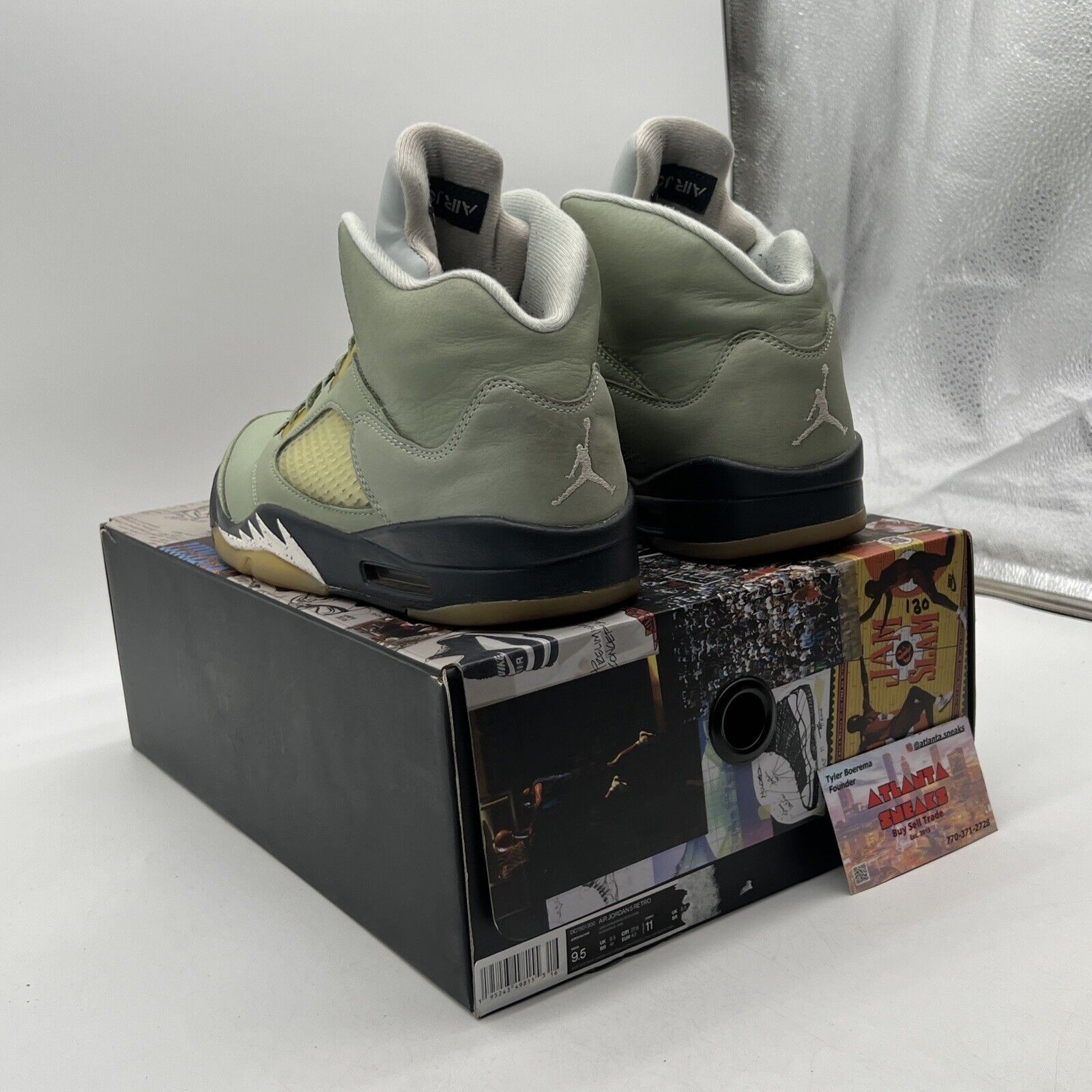 Size 9.5 - Jordan 5 JADE HORIZON 2022 Black White Suede (DC7501-300)